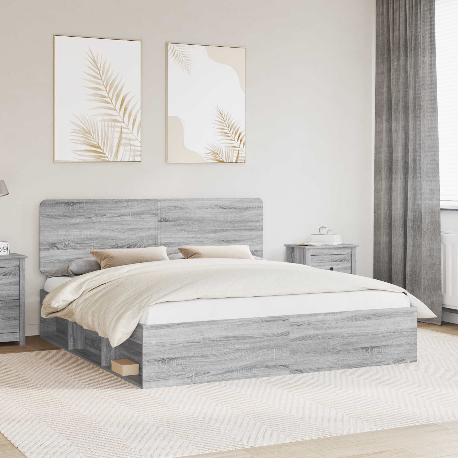 Bettrahmen Sonoma-Grau 180 x 200 cm Massives Kiefernholz