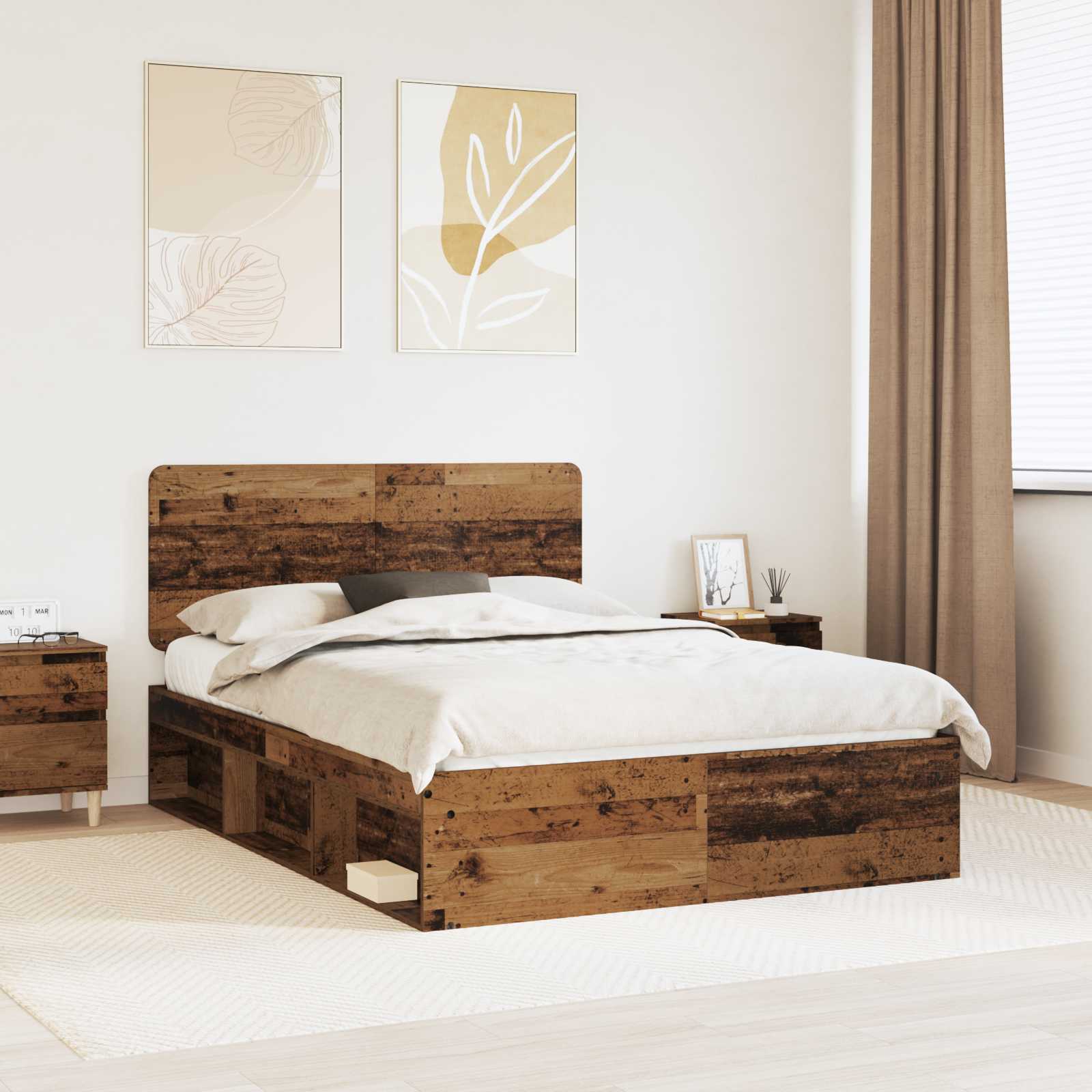 Bettrahmen Altholz 140 x 190 cm Massives Kiefernholz