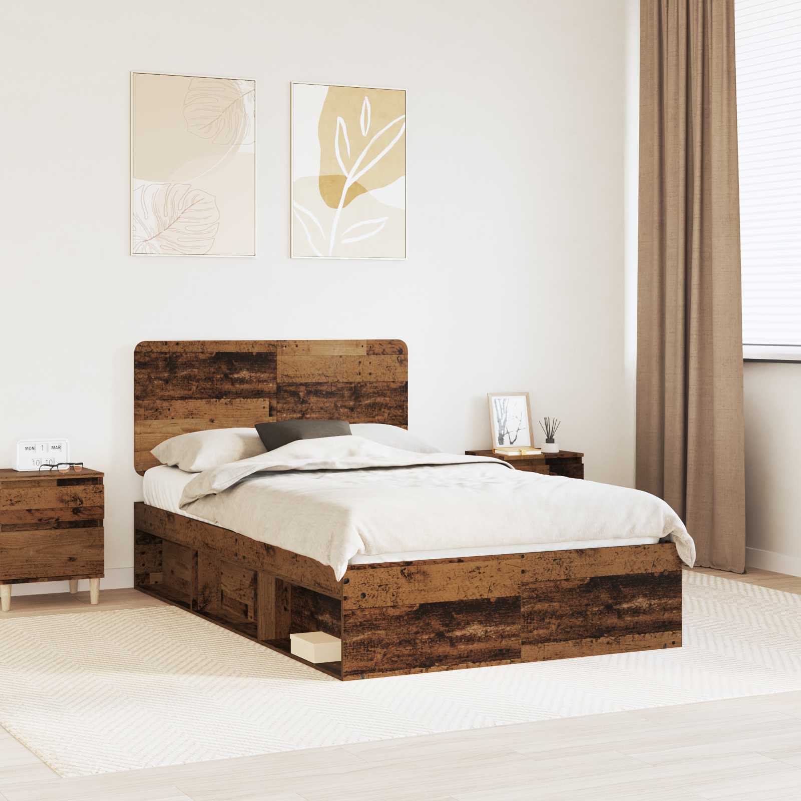 Bettrahmen Altholz 135 x 190 cm Massives Kiefernholz