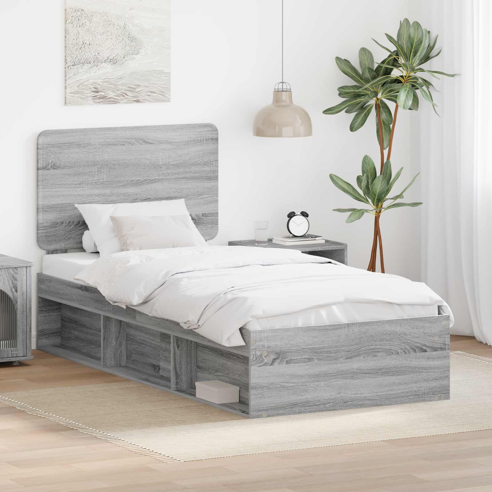 Bettrahmen Sonoma-Grau 75 x 190 cm Massives Kiefernholz