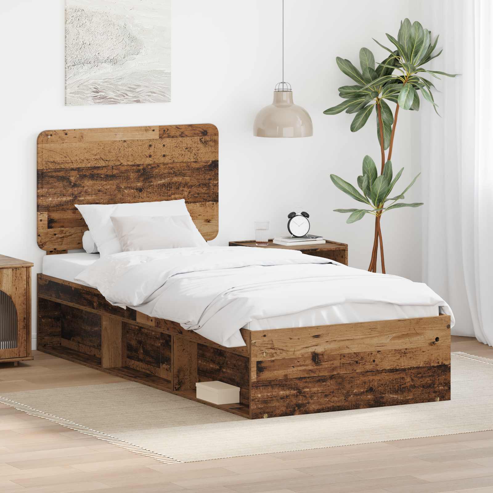 Bettrahmen Altholz 75 x 190 cm Massives Kiefernholz