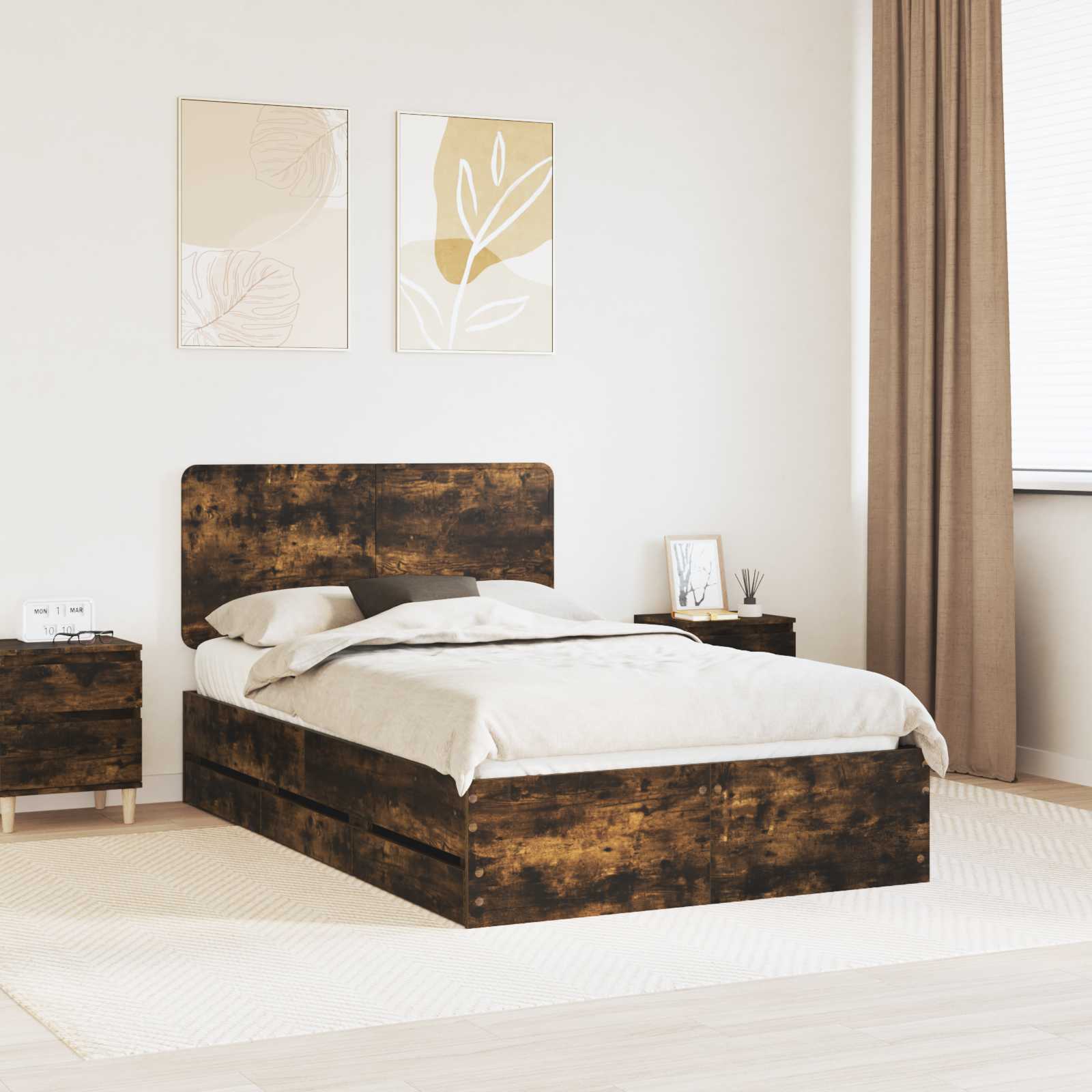 Bettrahmen Geräucherte Eiche 120 x 200 cm Ingenieurs Holz