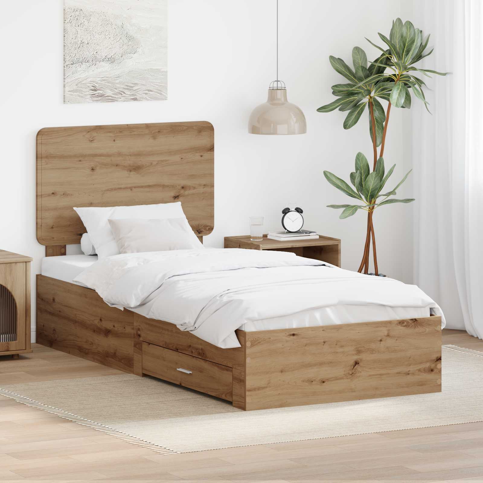 Bettrahmen mit Kopfteil Artisan-Eiche 90 x 190 cm Holzwerkstoff