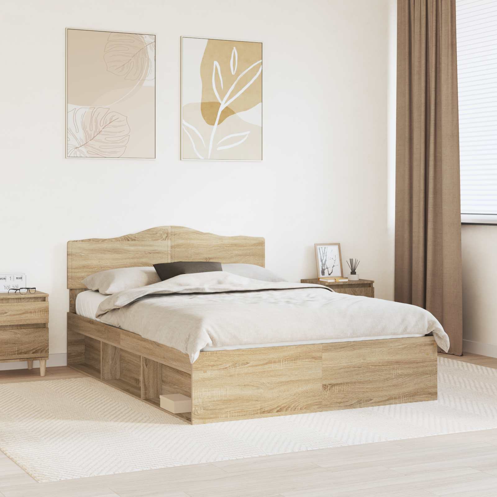 Bettrahmen Sonoma-Eiche 150 x 200 cm Massives Kiefernholz