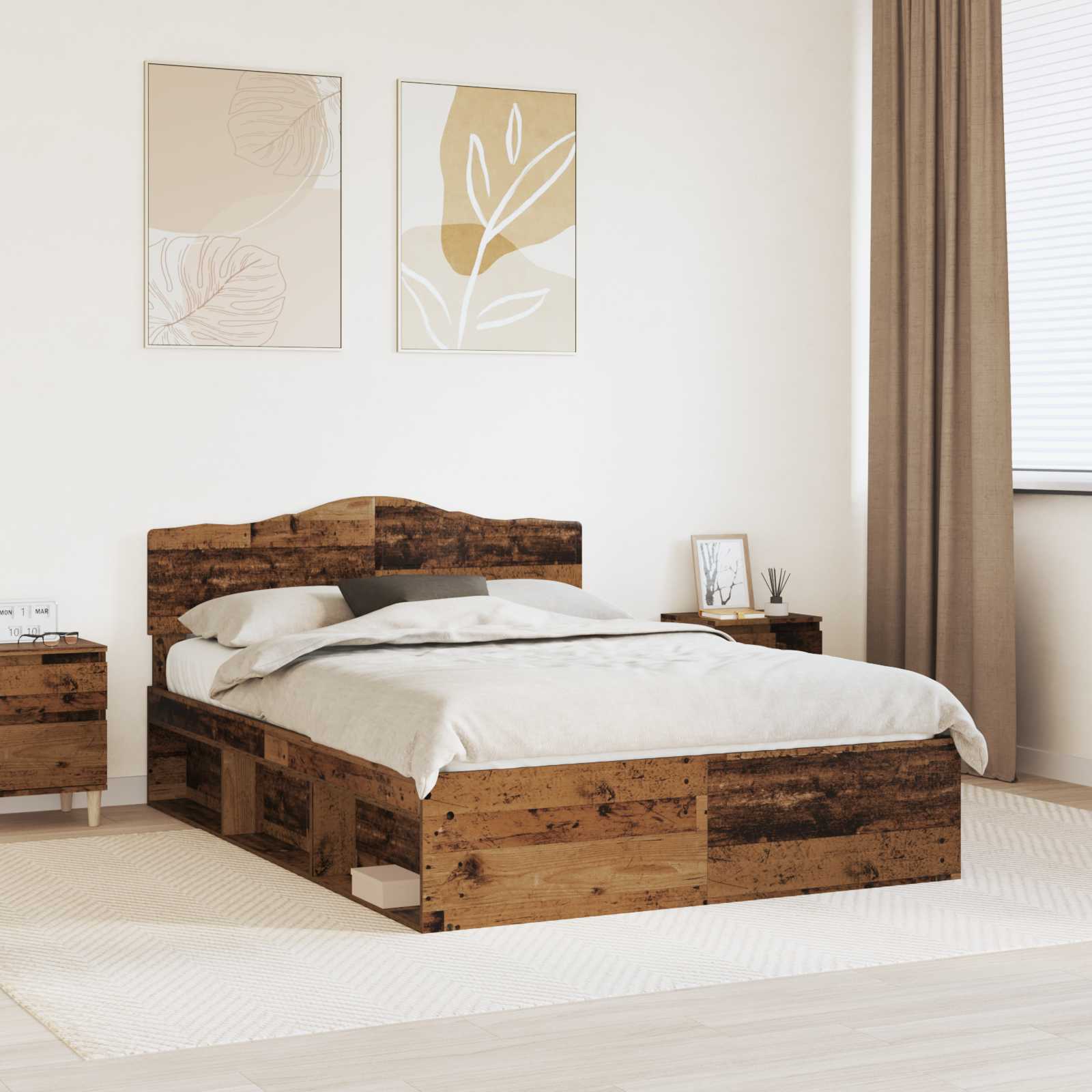 Bettrahmen Altholz 150 x 200 cm Massives Kiefernholz