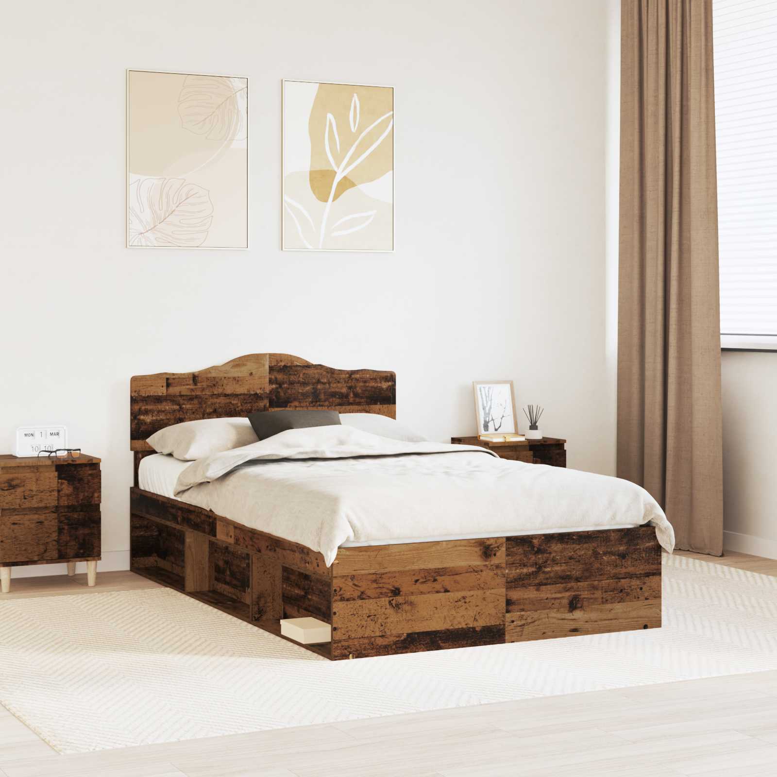 Bettrahmen Altholz 135 x 190 cm Massives Kiefernholz