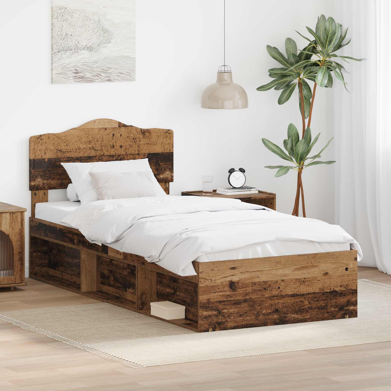 Bettrahmen Altholz 90 x 200 cm Massives Kiefernholz