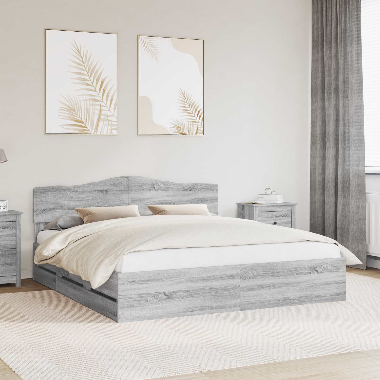 Bettrahmen Sonoma-Grau 180 x 200 cm Ingenieurs Holz