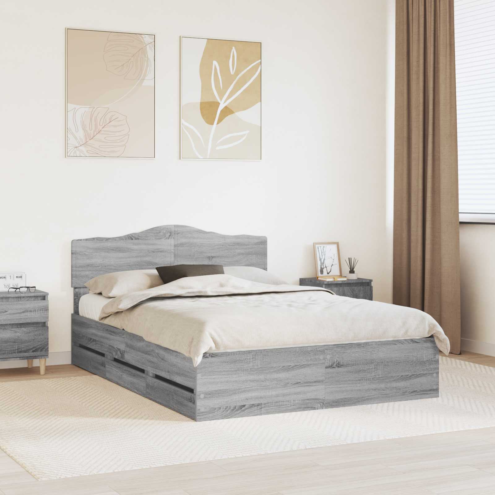 Bettrahmen Sonoma-Grau 160 x 200 cm Ingenieurs Holz