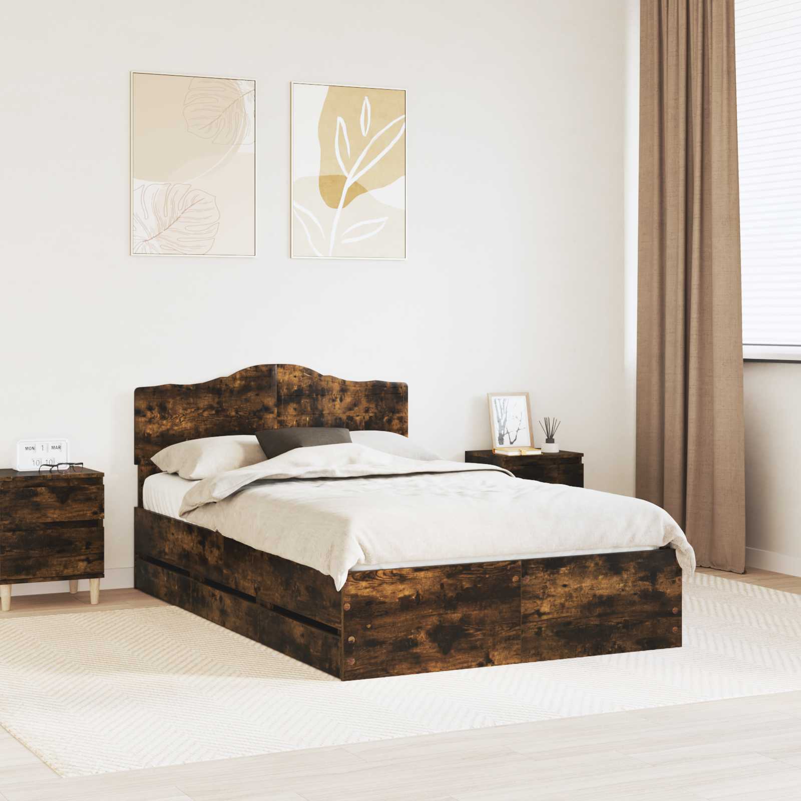 Bettrahmen Räuchereiche 120 x 190 cm Ingenieurs Holz