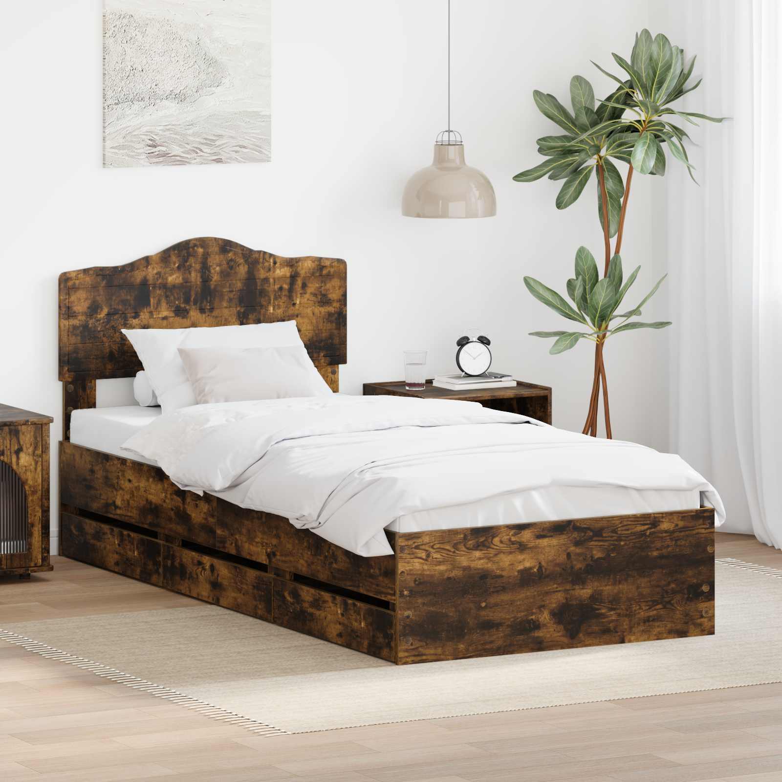 Bettrahmen Räuchereiche 75 x 190 cm Ingenieurs Holz