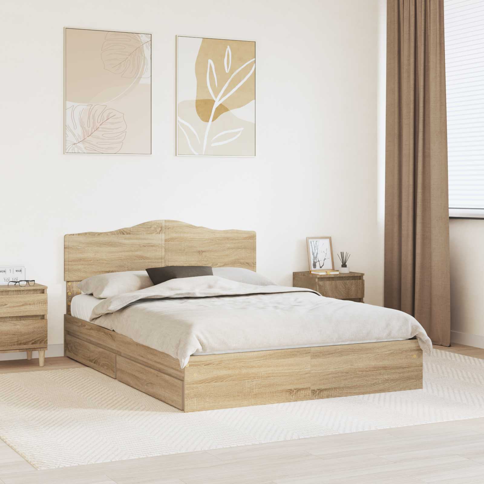 Aufbewahrungsbett Sonoma-Eiche 160 x 200 cm Holzwerkstoff