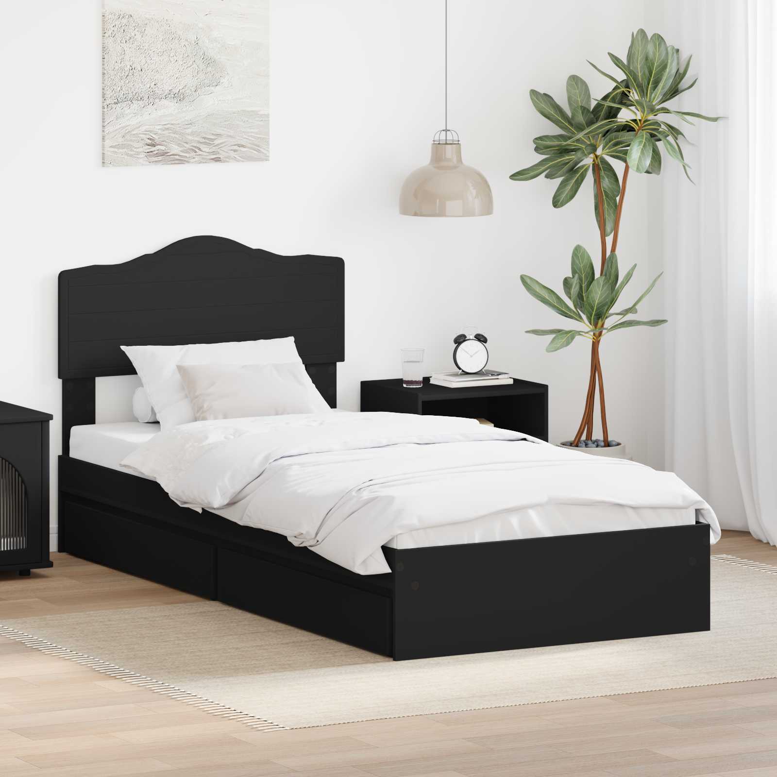 Aufbewahrungsbett Verstellbar Schwarz 70 x 190 cm Holzwerkstoff