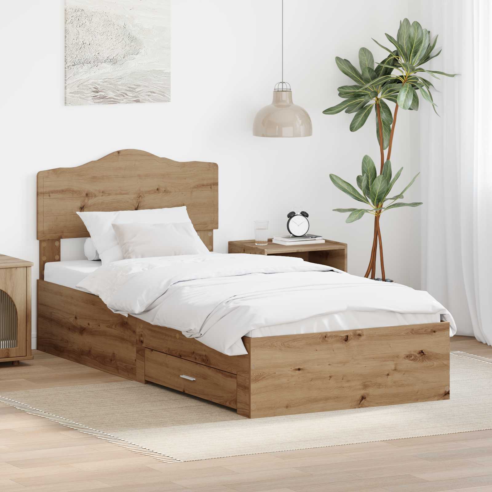 Bettrahmen mit Kopfteil Artisan-Eiche 90 x 190 cm Holzwerkstoff