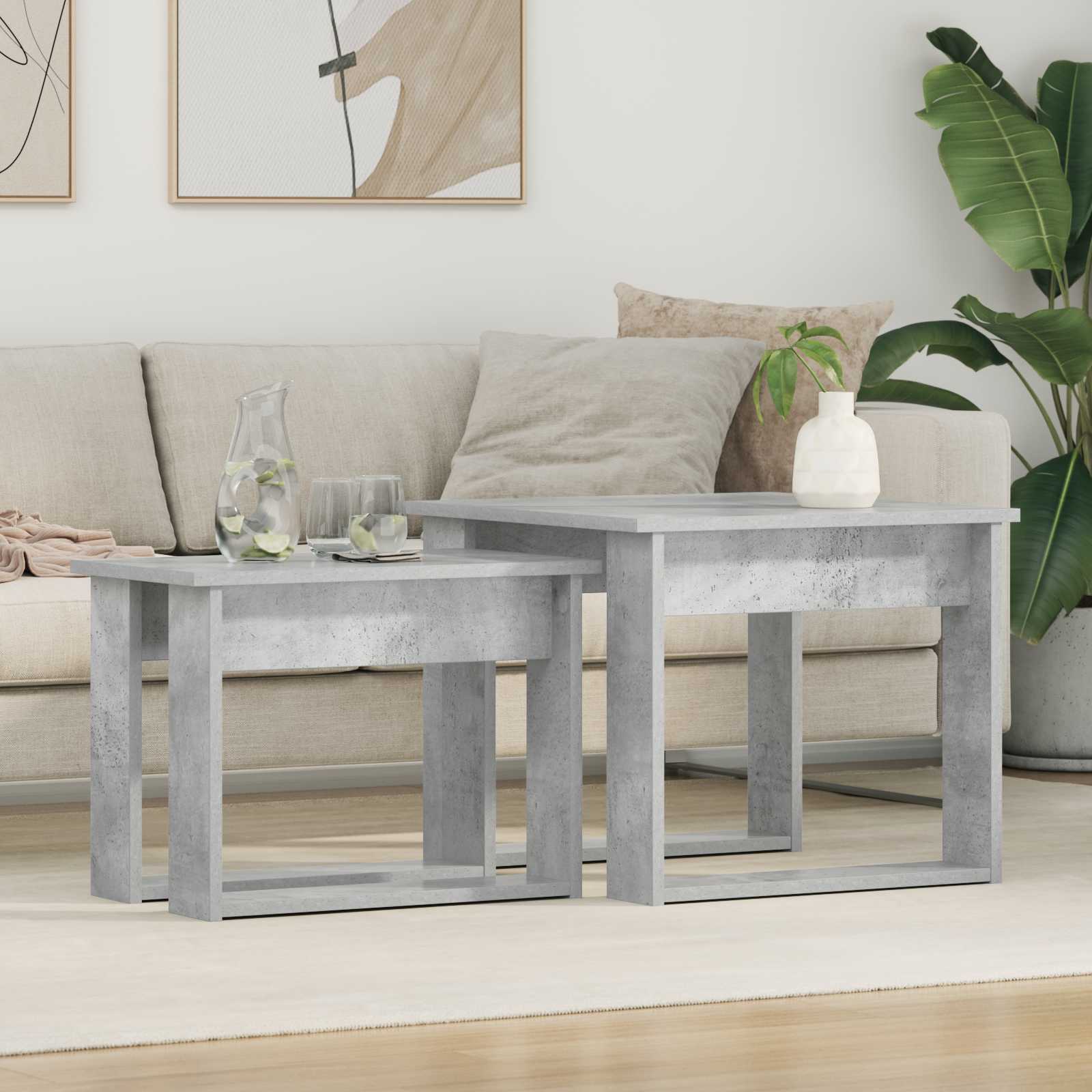 Kaffeetisch Set 2 stk. Beton Grau 50 x 52 x 42 cm Holzwerkstoff