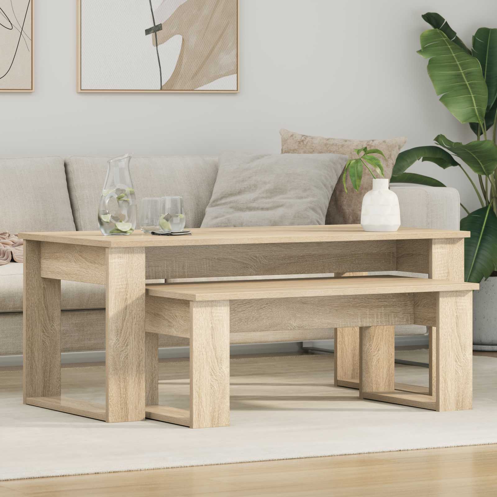 Kaffeetisch Set 2 stk. Sonoma-Eiche 100 x 50 x 42 cm