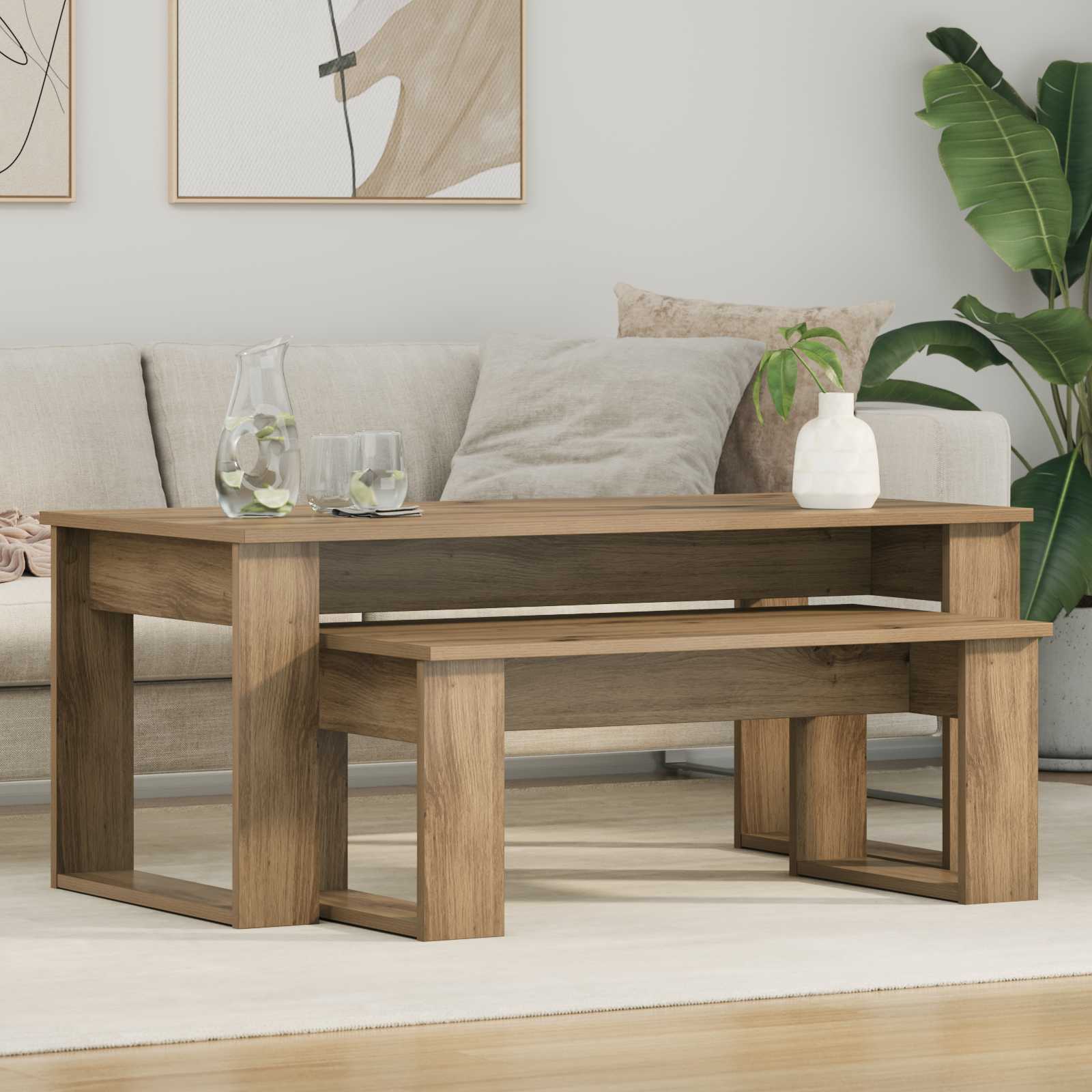 Kaffeetisch Set 2 stk. Artisan-Eiche 100 x 50 x 42 cm