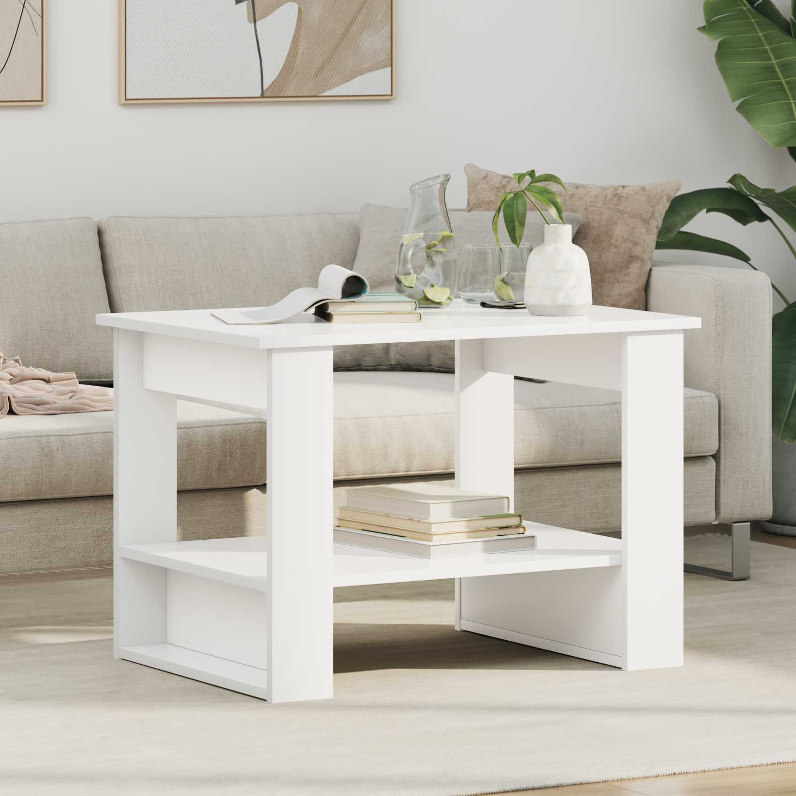 Couchtisch Weiß 72 x 50 x 50 cm Holzwerkstoff