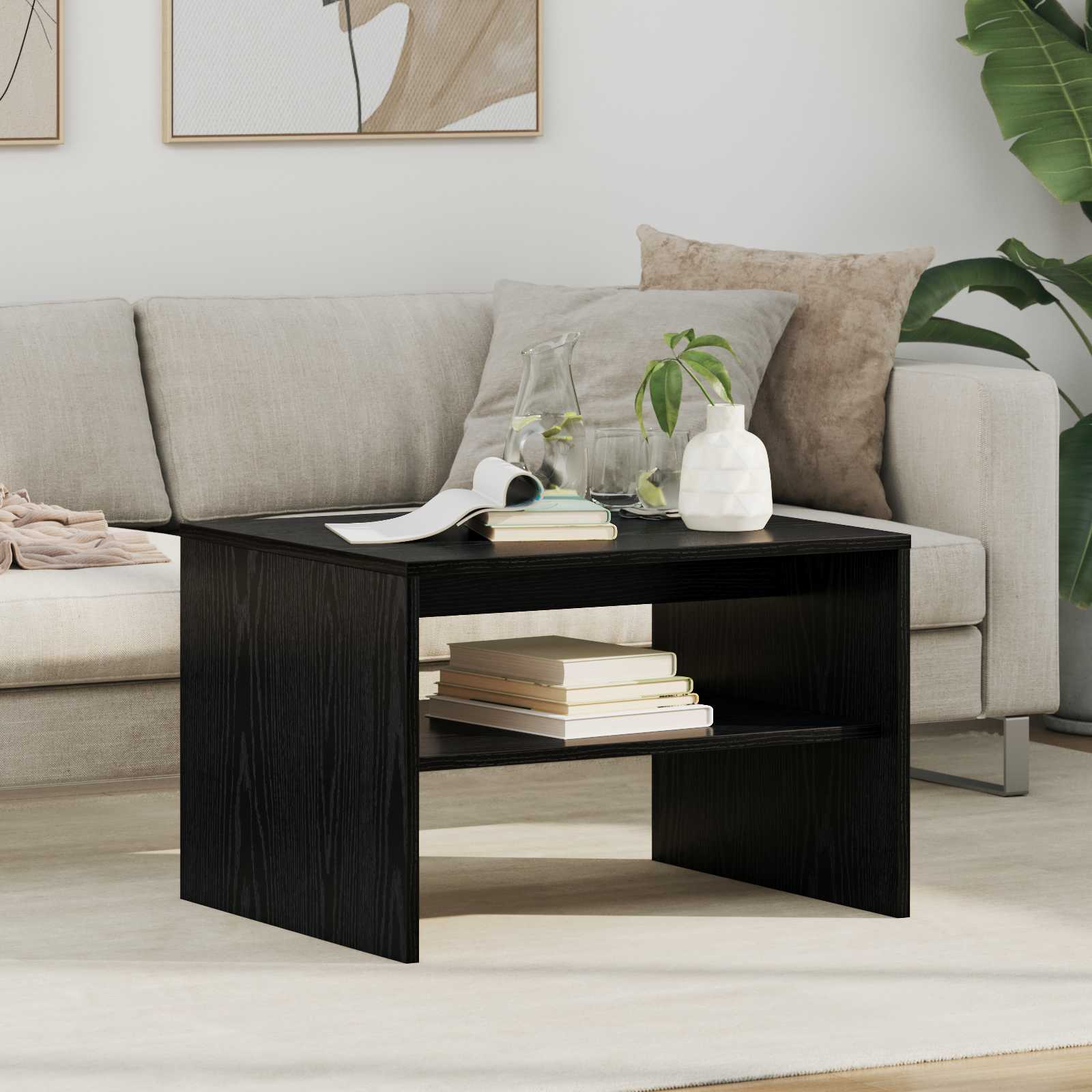 Couchtisch Schwarz Eichen-Optik 60 x 50 x 40 cm Holzwerkstoff