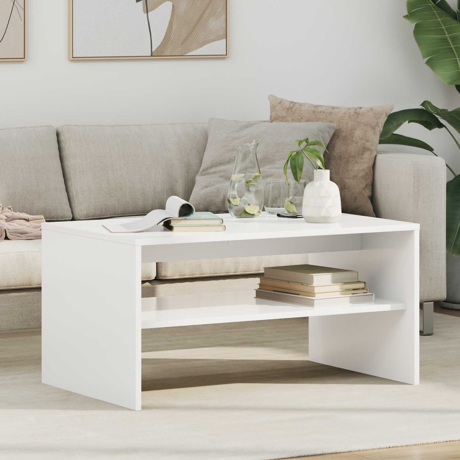 Couchtisch Weiß 80 x 50 x 40 cm Holzwerkstoff