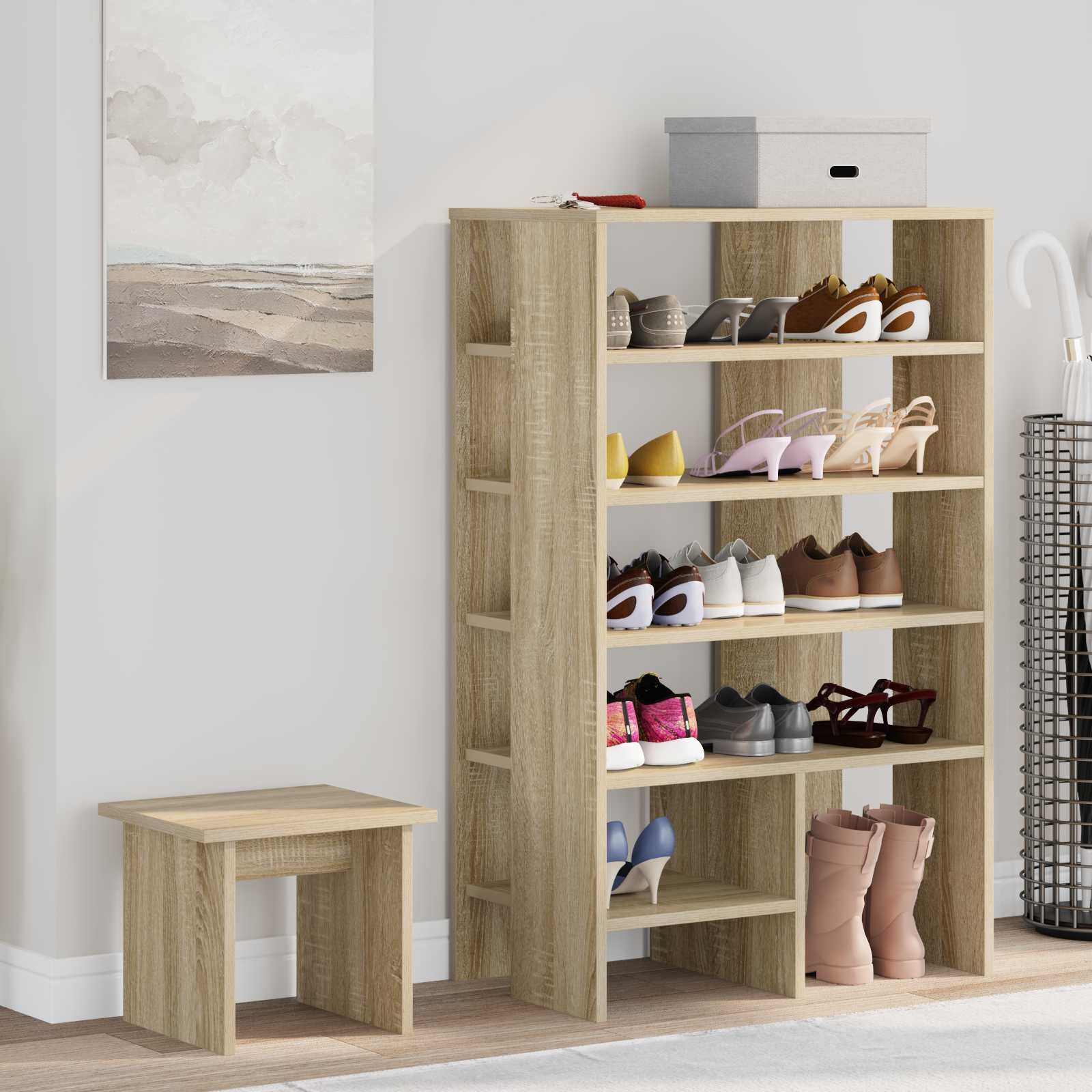 Schuhschrank 2 stk. 62 x 35 x 100 cm Holzwerkstoff Sonoma-Eiche