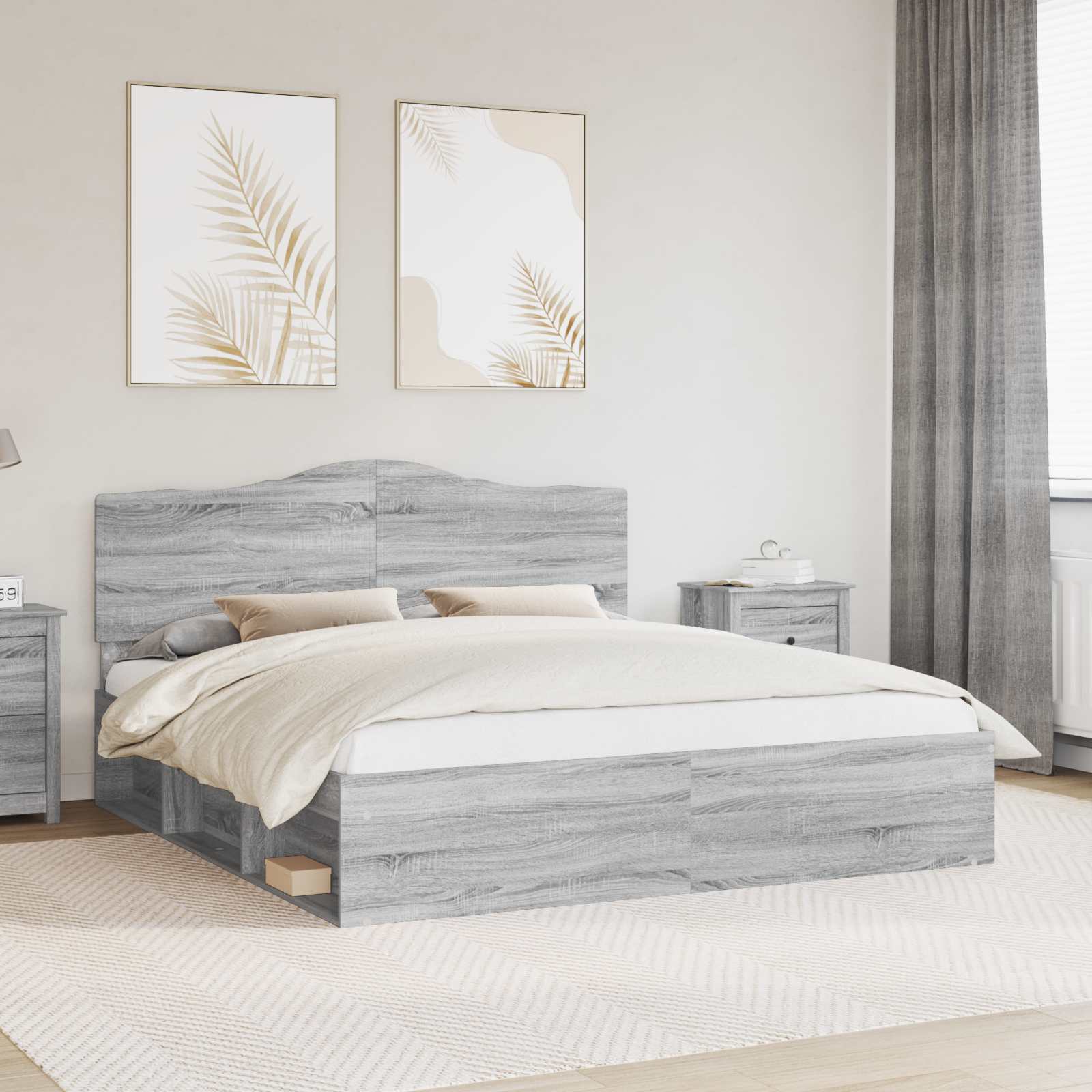 Bettrahmen Sonoma-Grau 200 x 200 cm Massives Kiefernholz