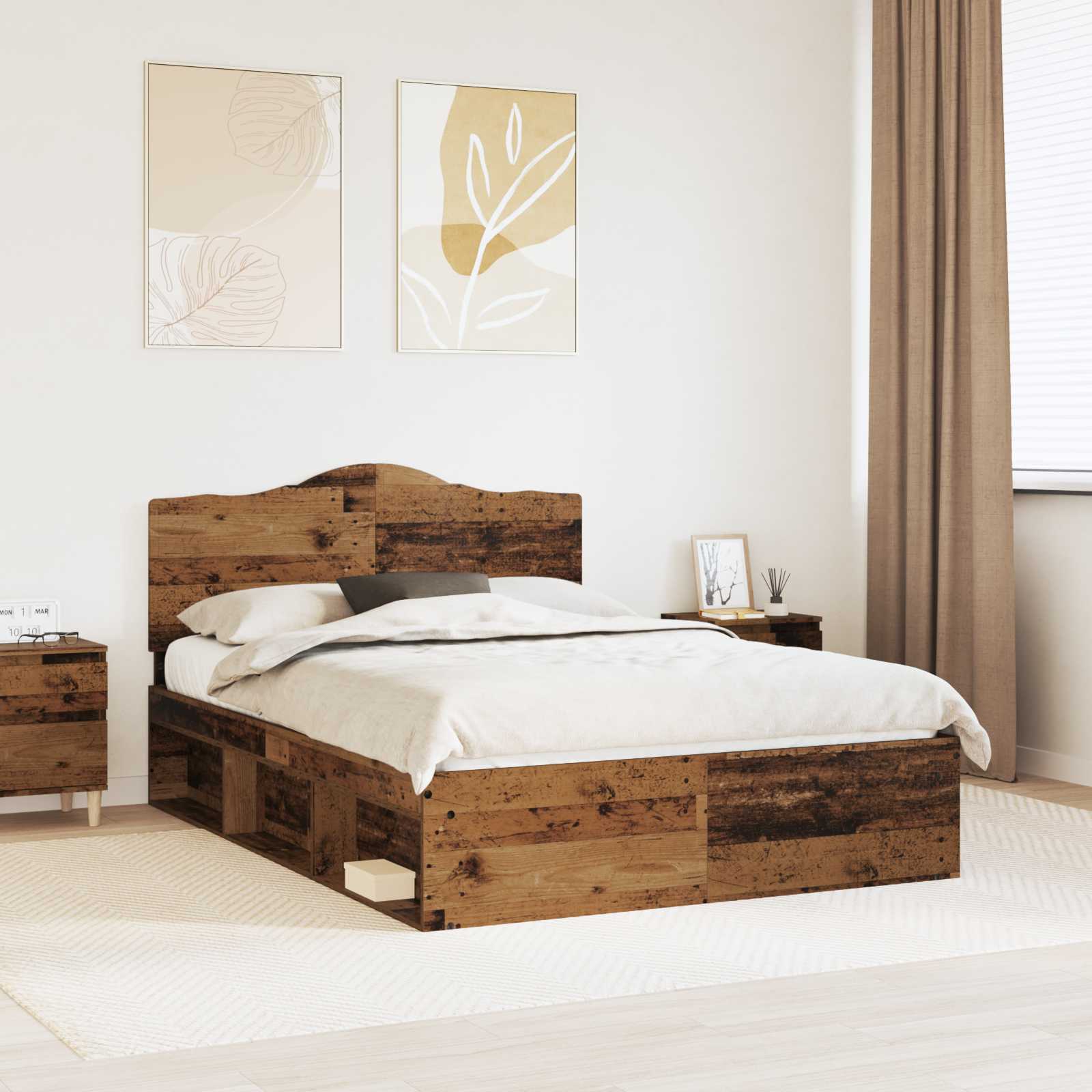 Bettrahmen Altholz 140 x 190 cm Massives Kiefernholz