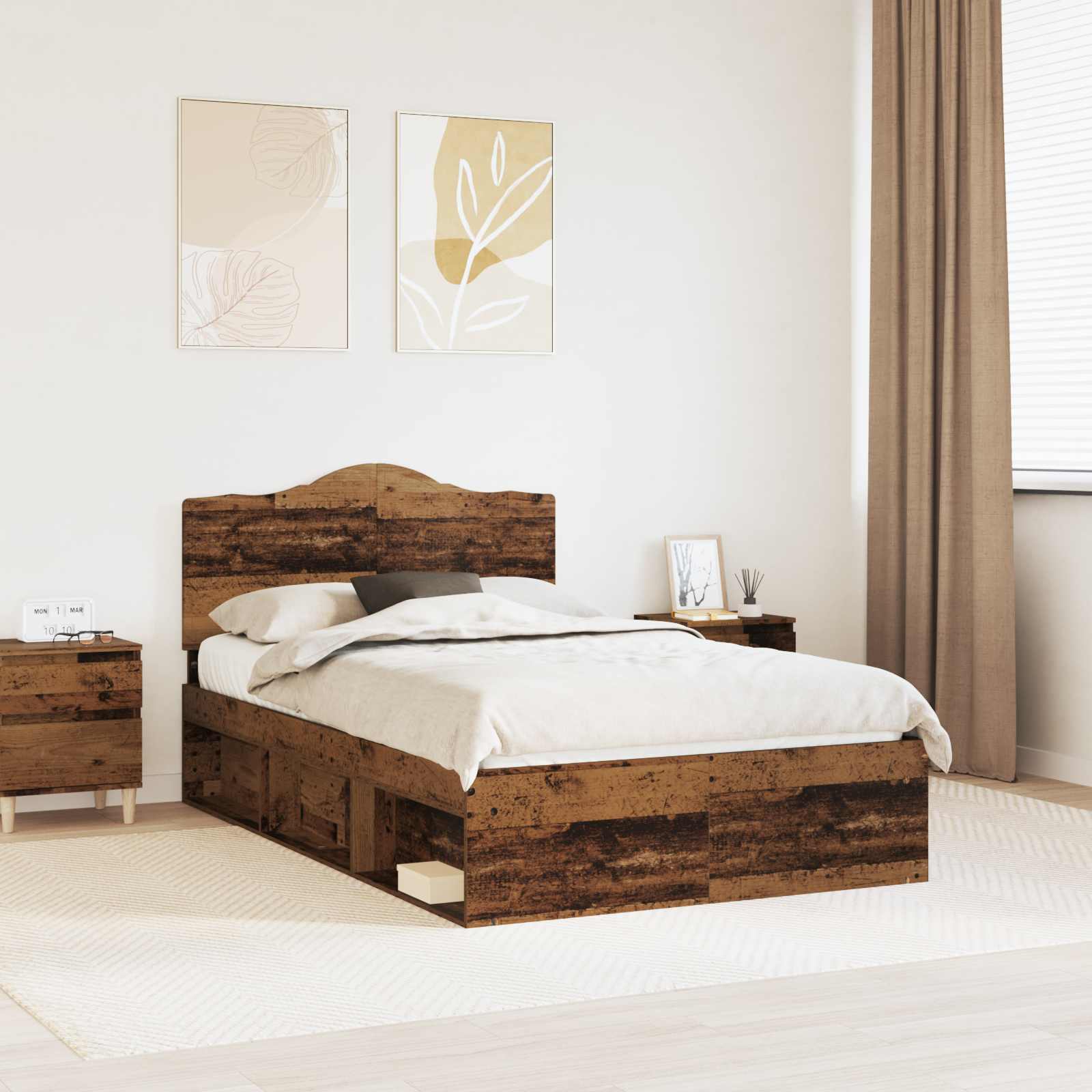 Bettrahmen Altholz 120 x 190 cm Massives Kiefernholz