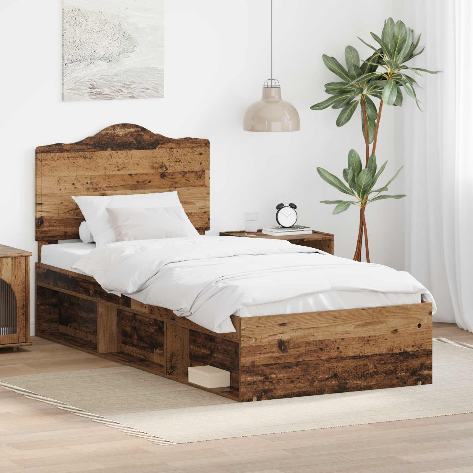 Bettrahmen Altholz 90 x 190 cm Massives Kiefernholz