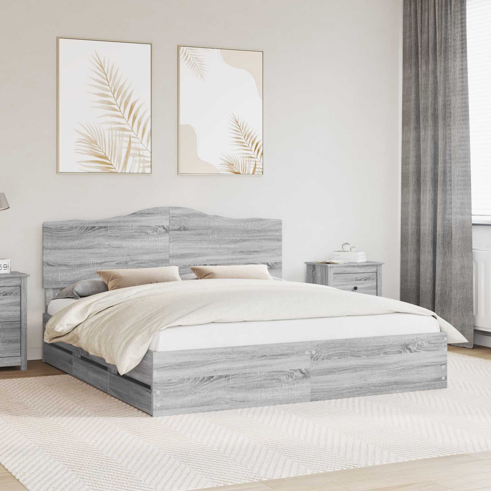 Bettrahmen Sonoma-Grau 200 x 200 cm Ingenieurs Holz