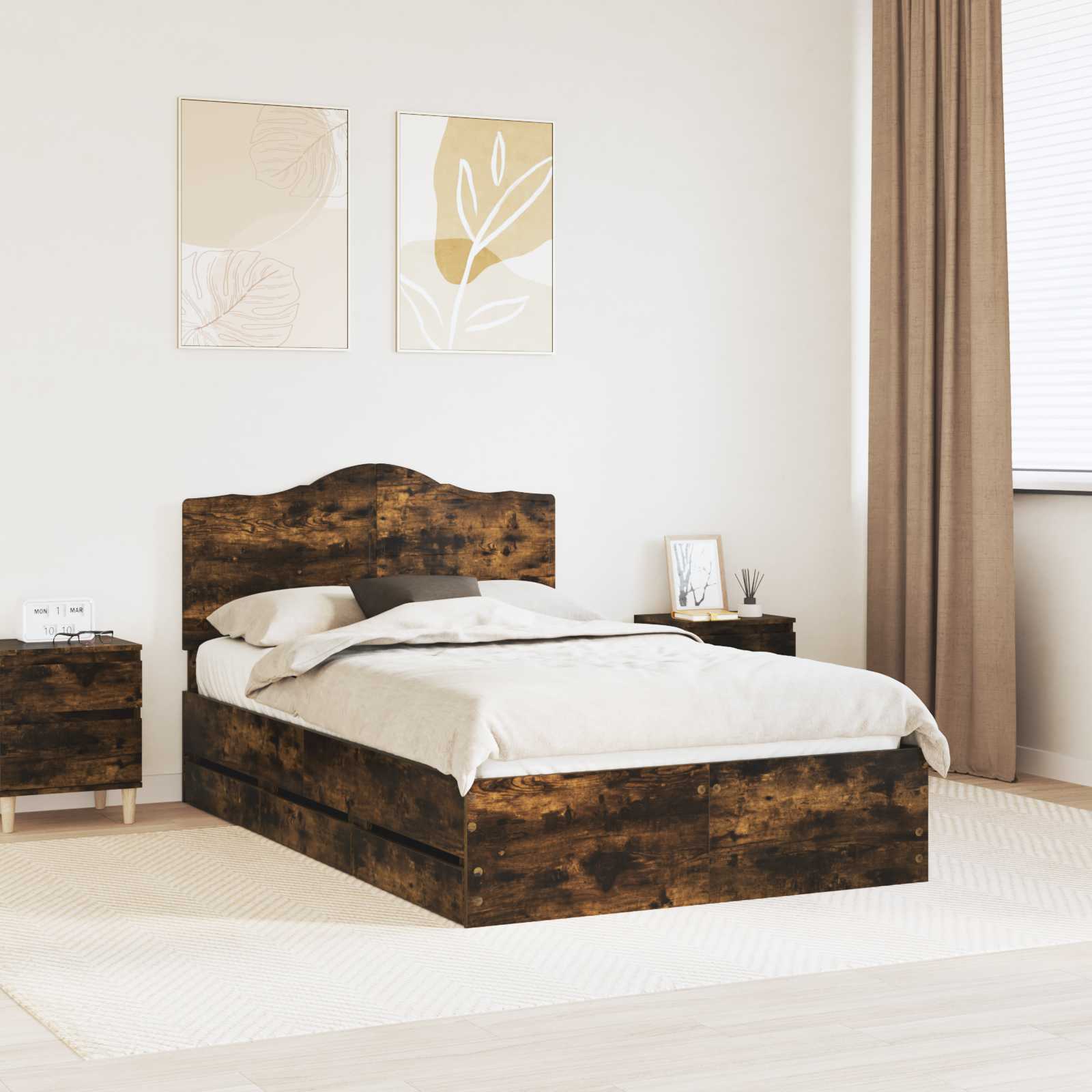 Bettrahmen Räuchereiche 120 x 200 cm Ingenieurs Holz
