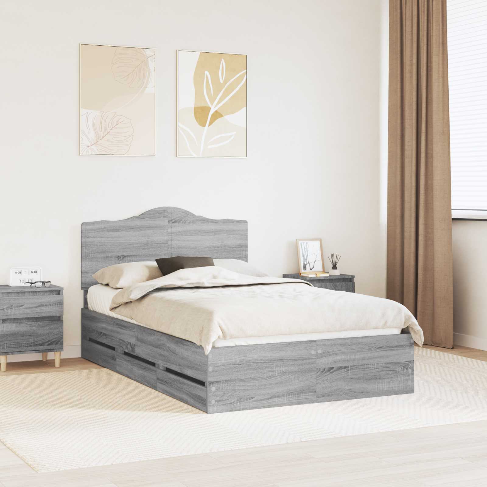 Bettrahmen Sonoma-Grau 120 x 190 cm Ingenieurs Holz