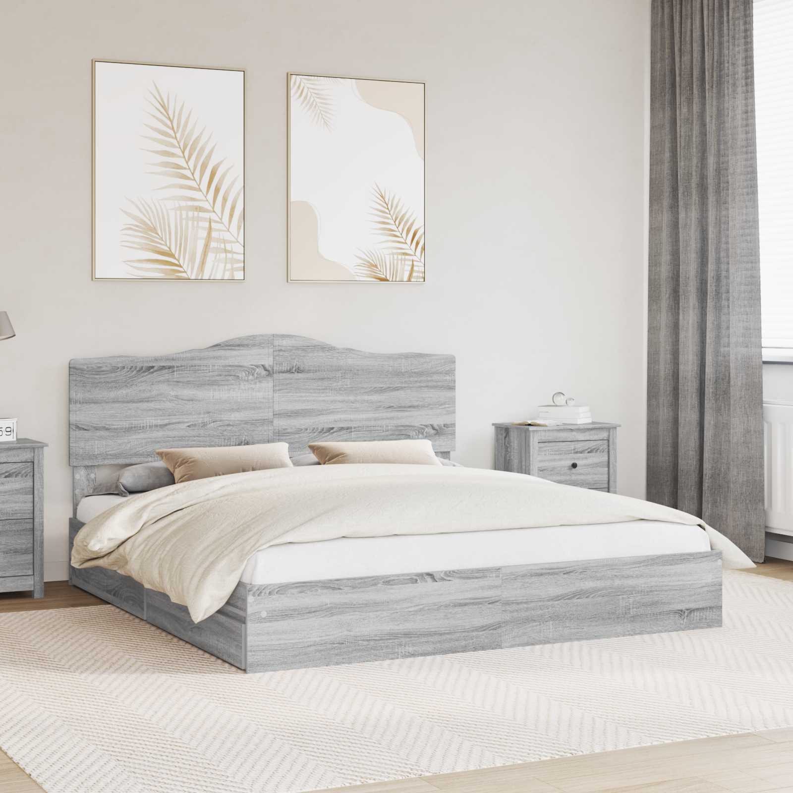 Aufbewahrungsbett Sonoma-Grau 200 x 200 cm Holzwerkstoff