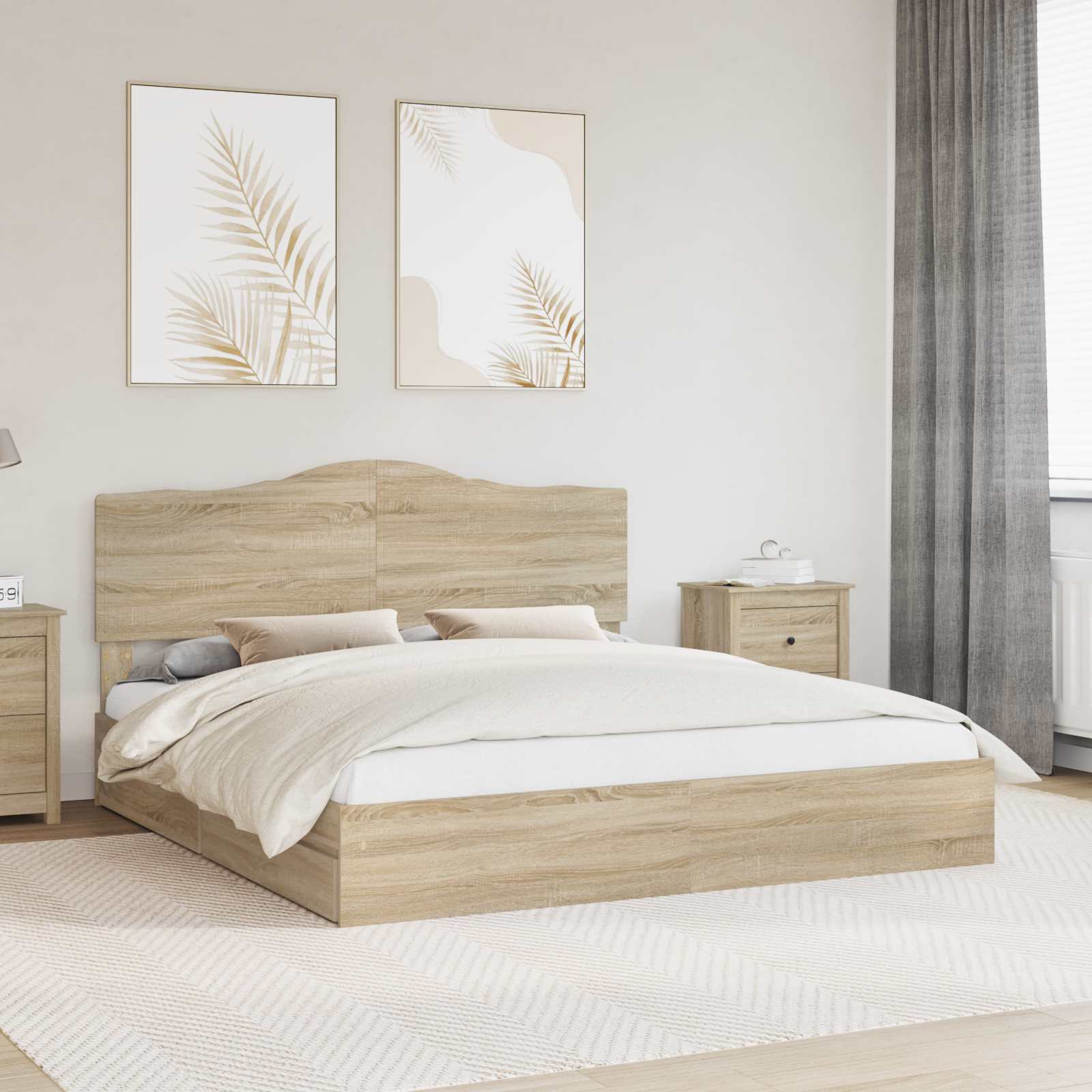 Aufbewahrungsbett Sonoma-Eiche 180 x 200 cm Holzwerkstoff