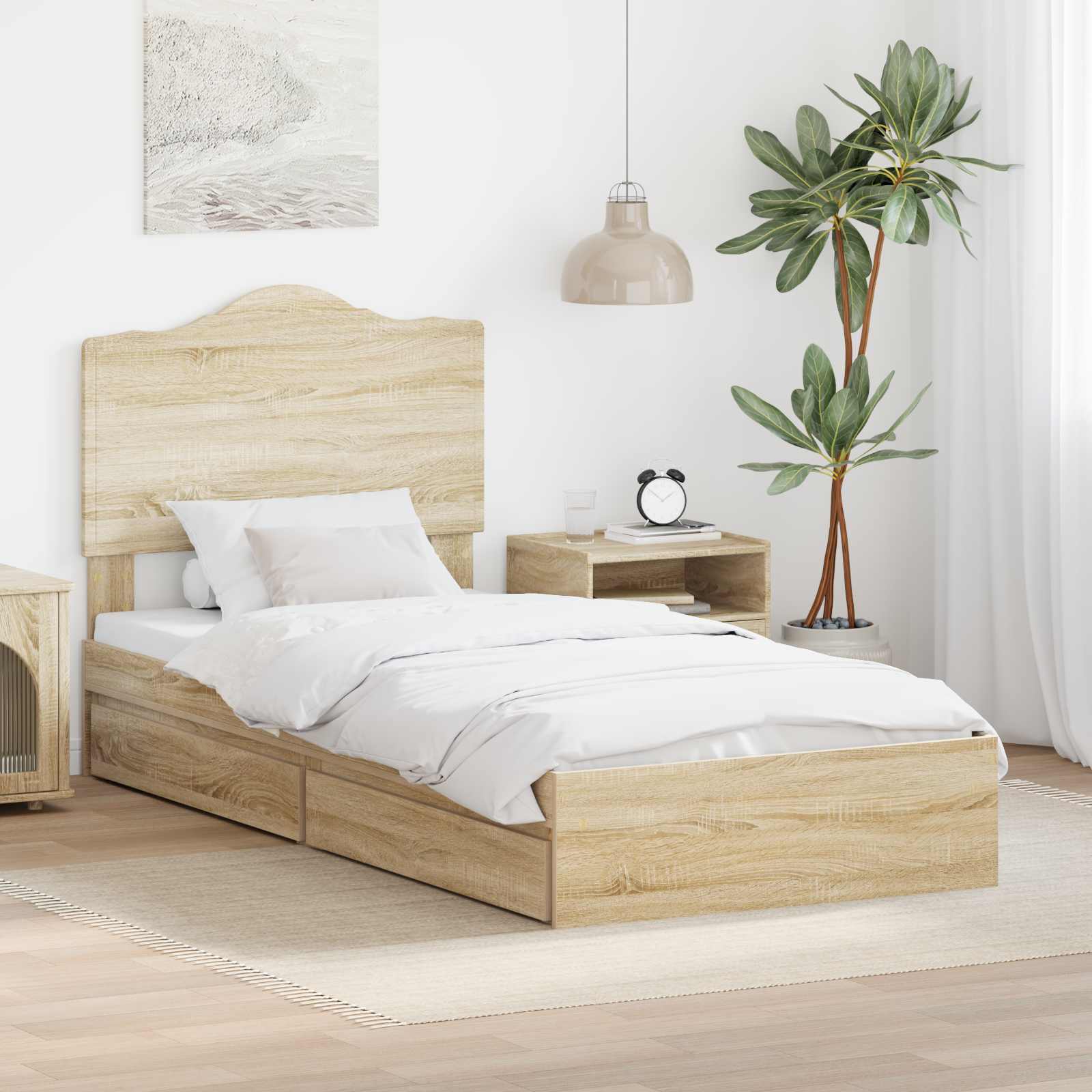 Aufbewahrungsbett Sonoma-Eiche 100 x 200 cm Holzwerkstoff