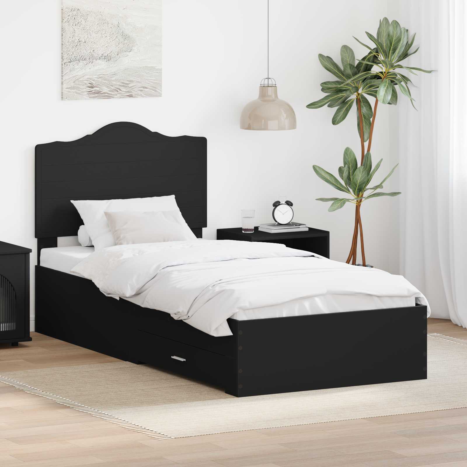Bettrahmen mit Schubladen Schwarz 70 x 190 cm Holzwerkstoff