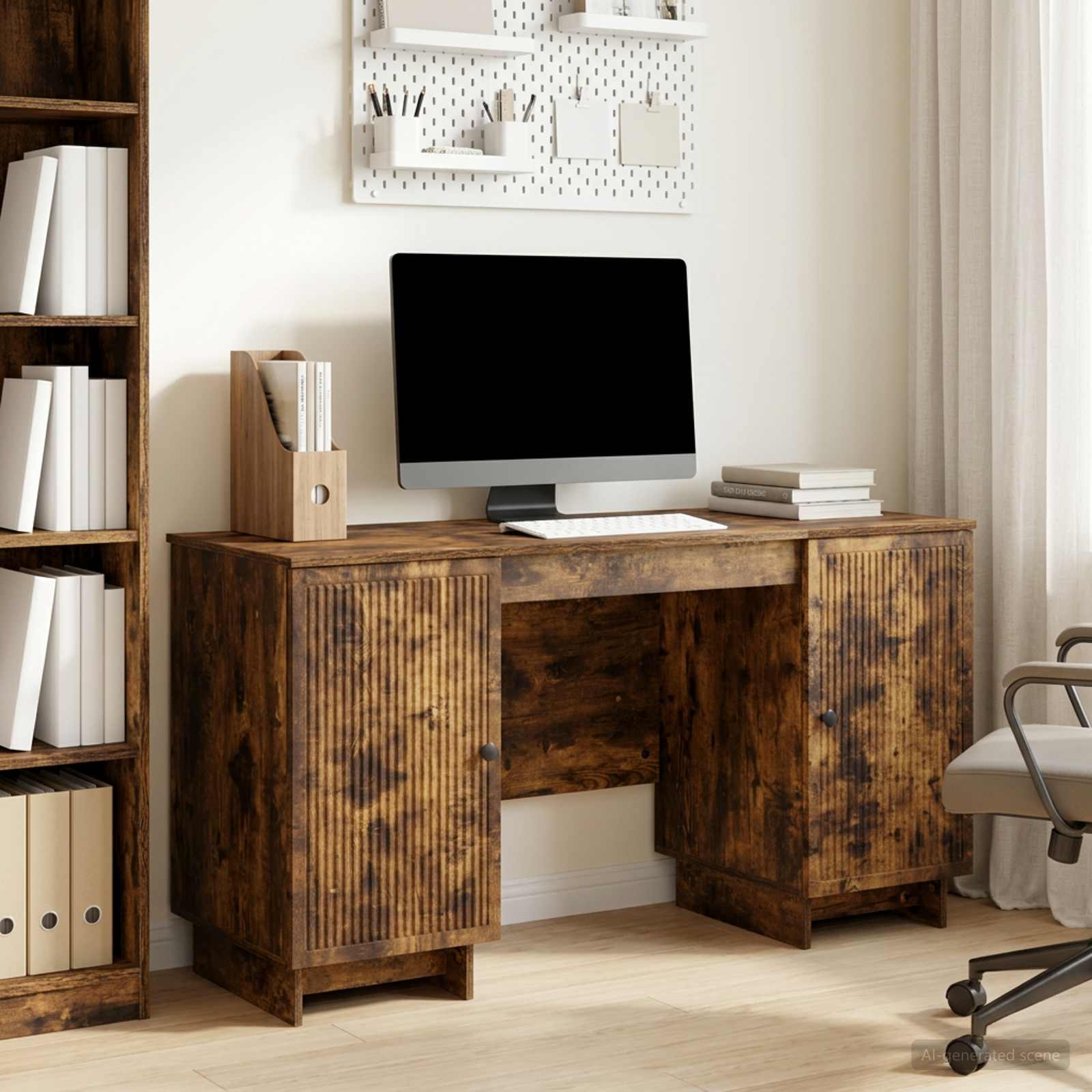 Schreibtisch Geräucherte Eiche Holzwerkstoff 142,5 x 50 x 75 cm