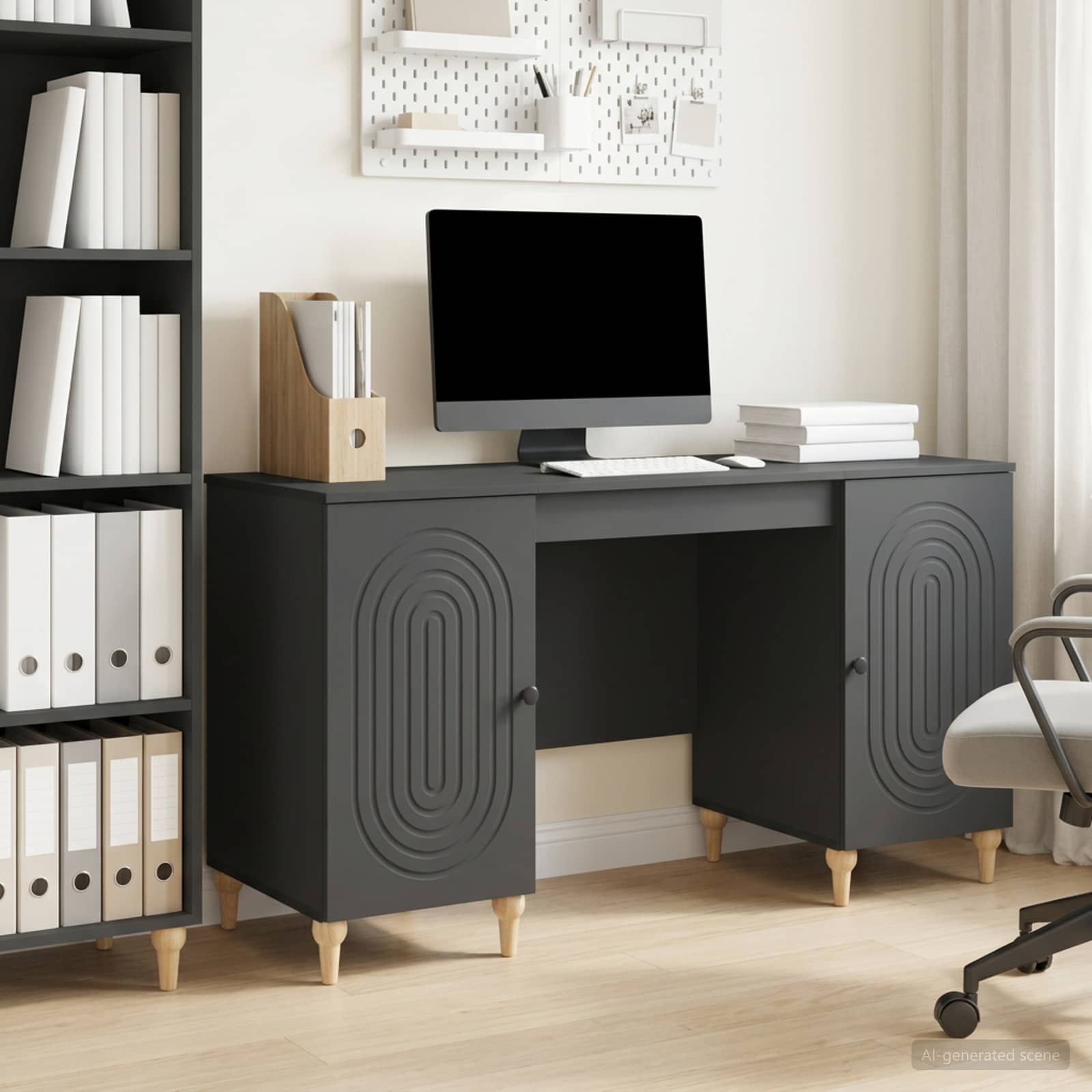 Schreibtisch Schwarz 142,5 x 50 x 75 cm Holzwerkstoff