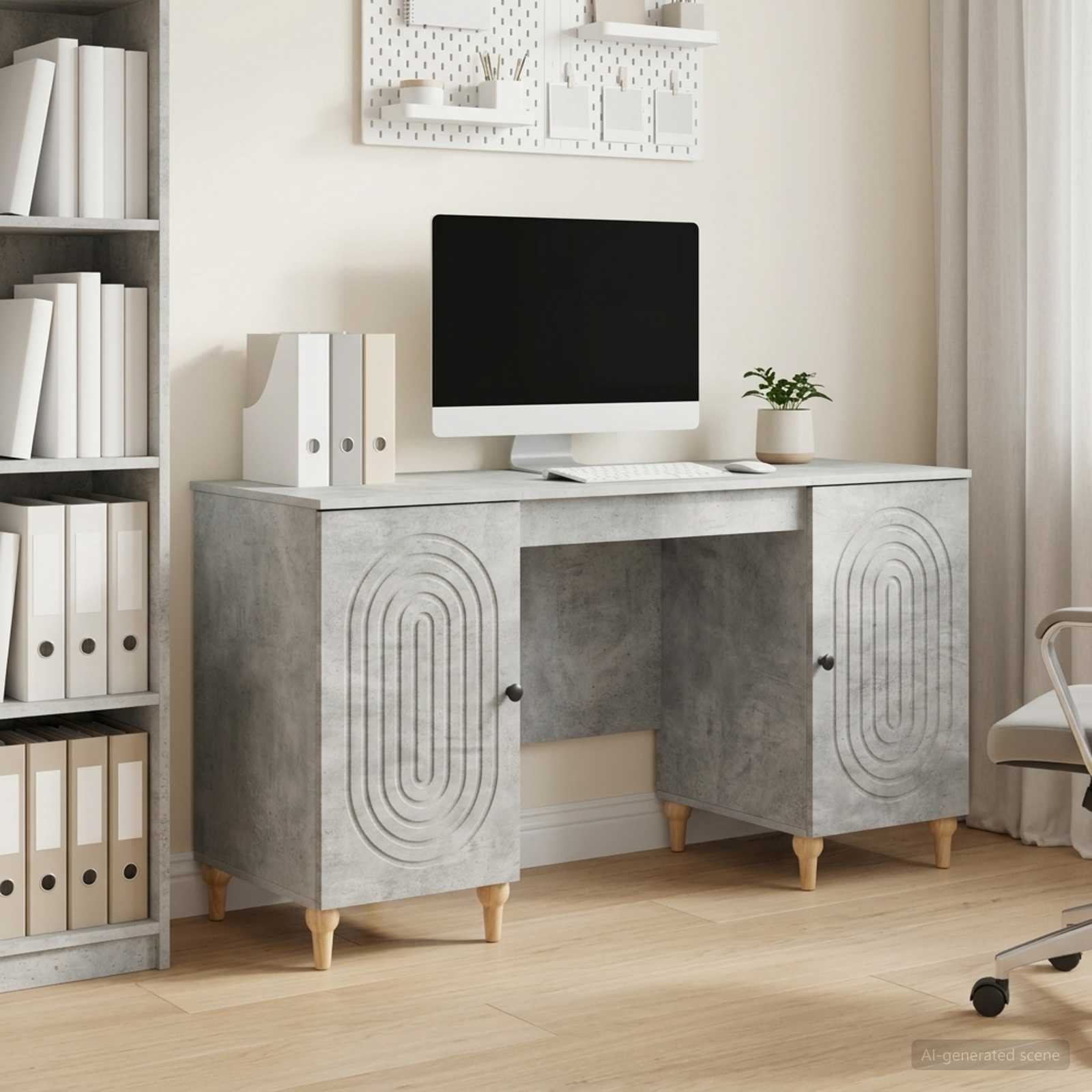 Schreibtisch Betongrau 142,5 x 50 x 75 cm Holzwerkstoff