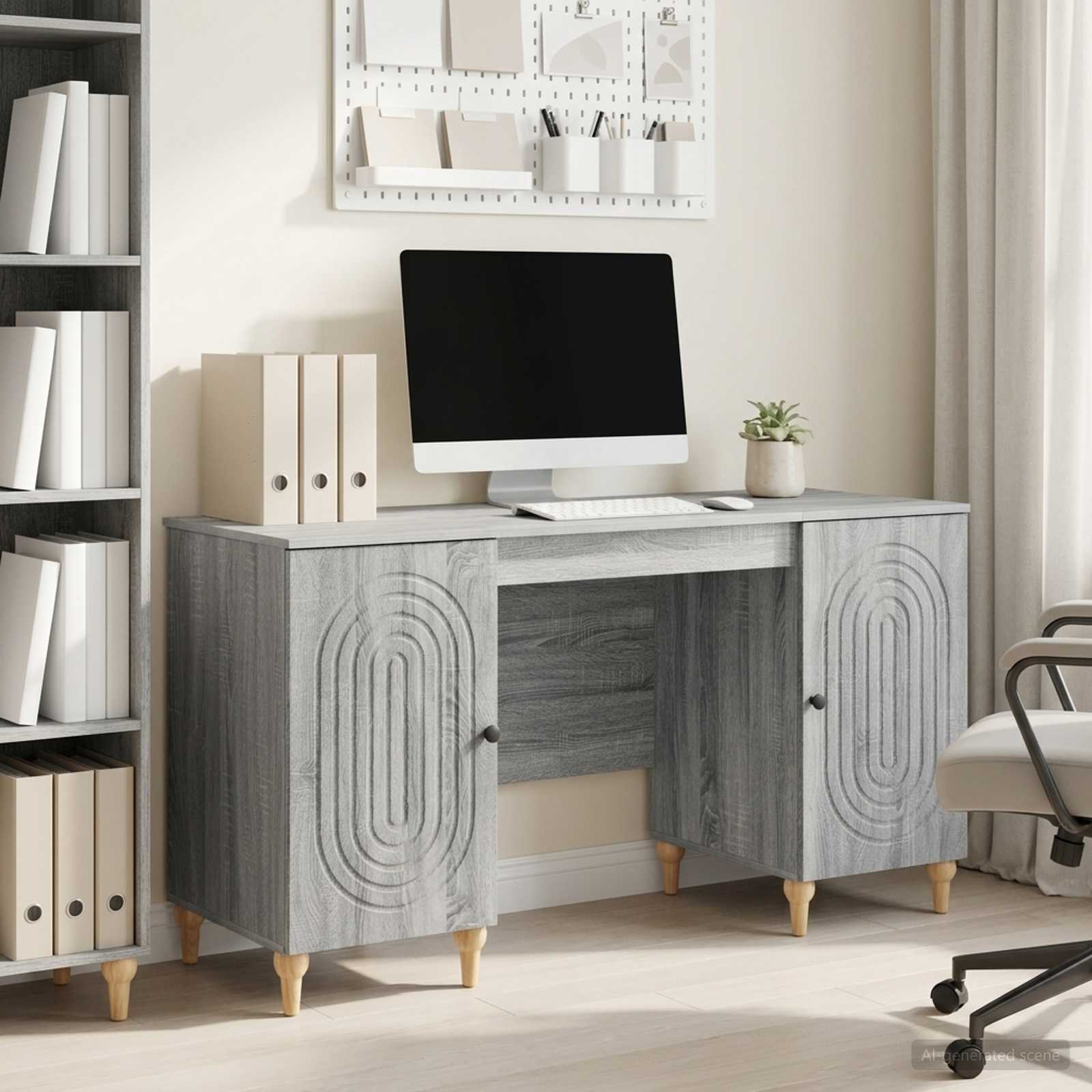 Schreibtisch Sonoma-Grau 142,5 x 50 x 75 cm Holzwerkstoff