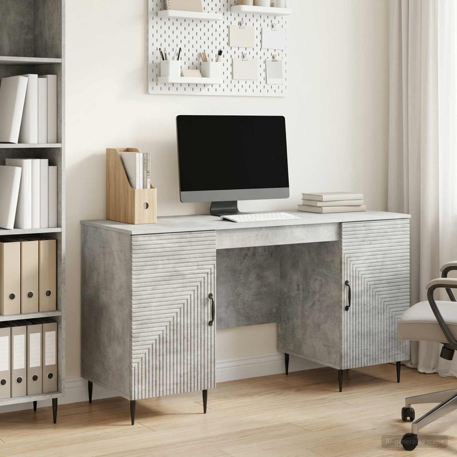 Schreibtisch Betongrau 142,5 x 50 x 75 cm Holzwerkstoff