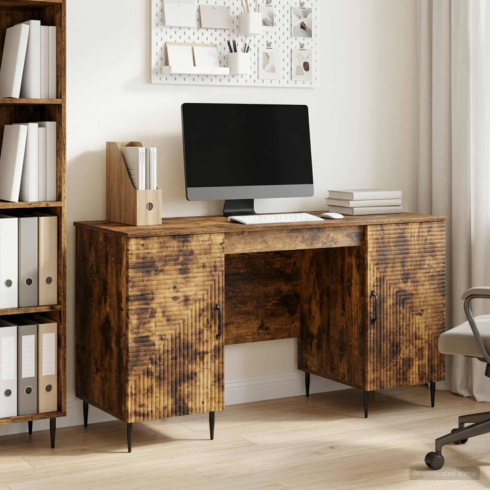 Schreibtisch Räuchereiche 142,5 x 50 x 75 cm Holzwerkstoff
