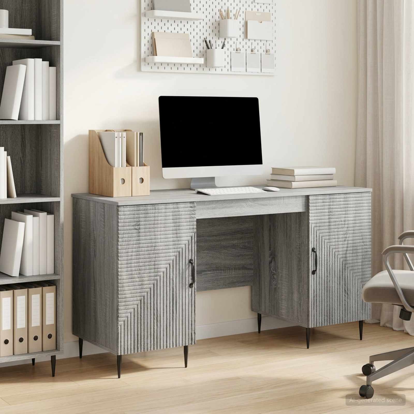 Schreibtisch Sonoma-Grau 142,5 x 50 x 75 cm Holzwerkstoff