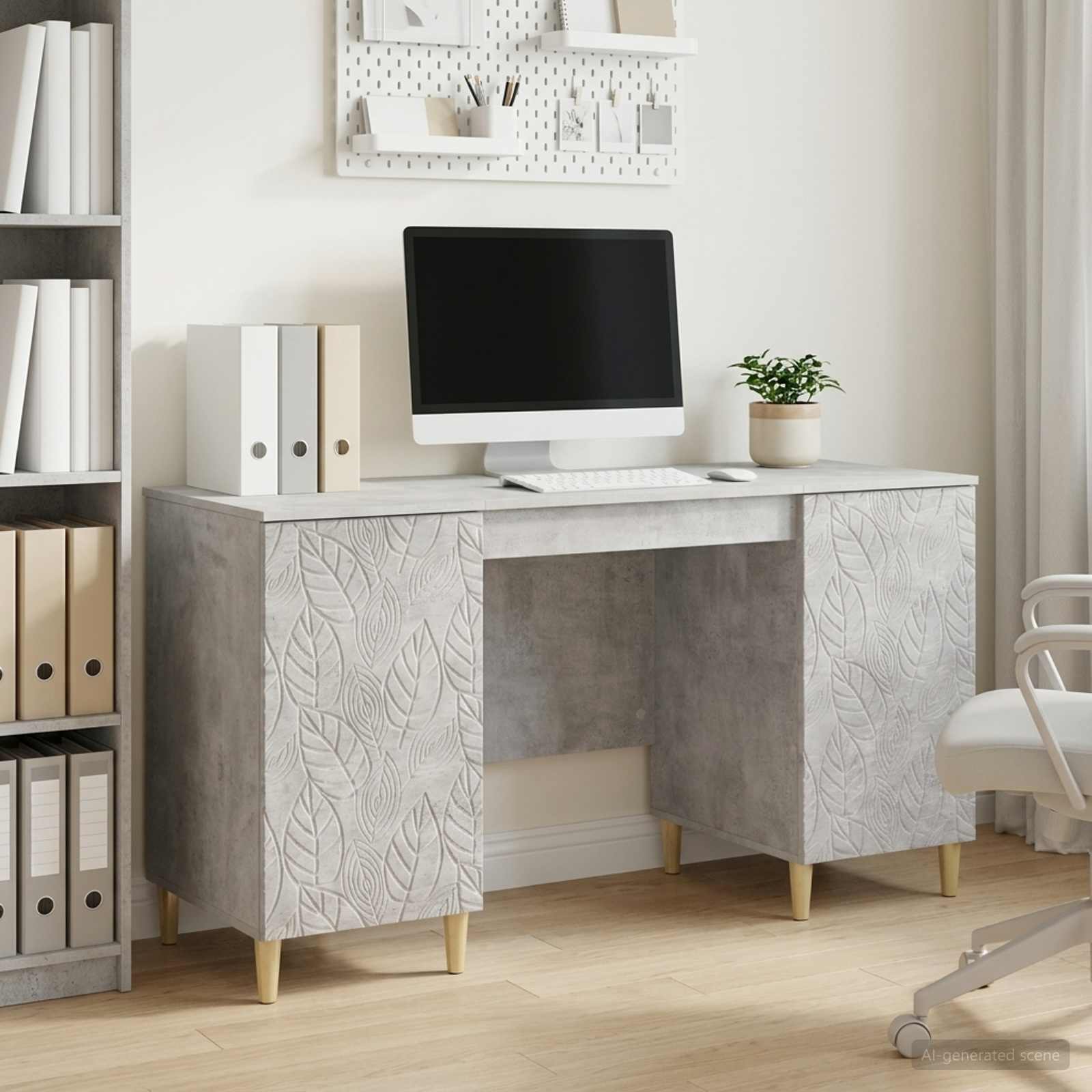 Schreibtisch Betongrau 142,5 x 50 x 75 cm Holzwerkstoff