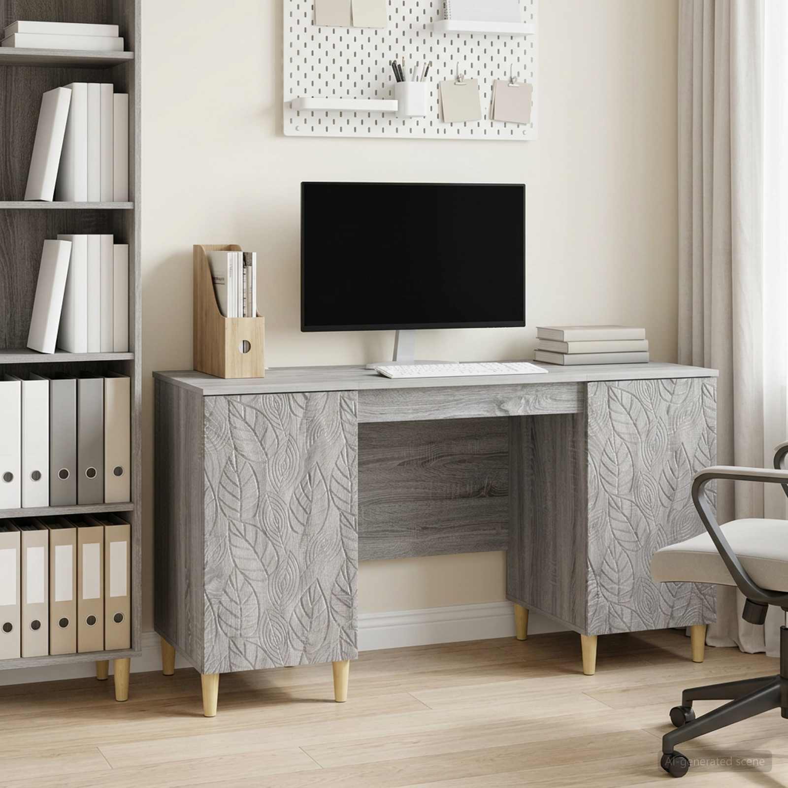 Schreibtisch Sonoma-Grau 142,5 x 50 x 75 cm Holzwerkstoff