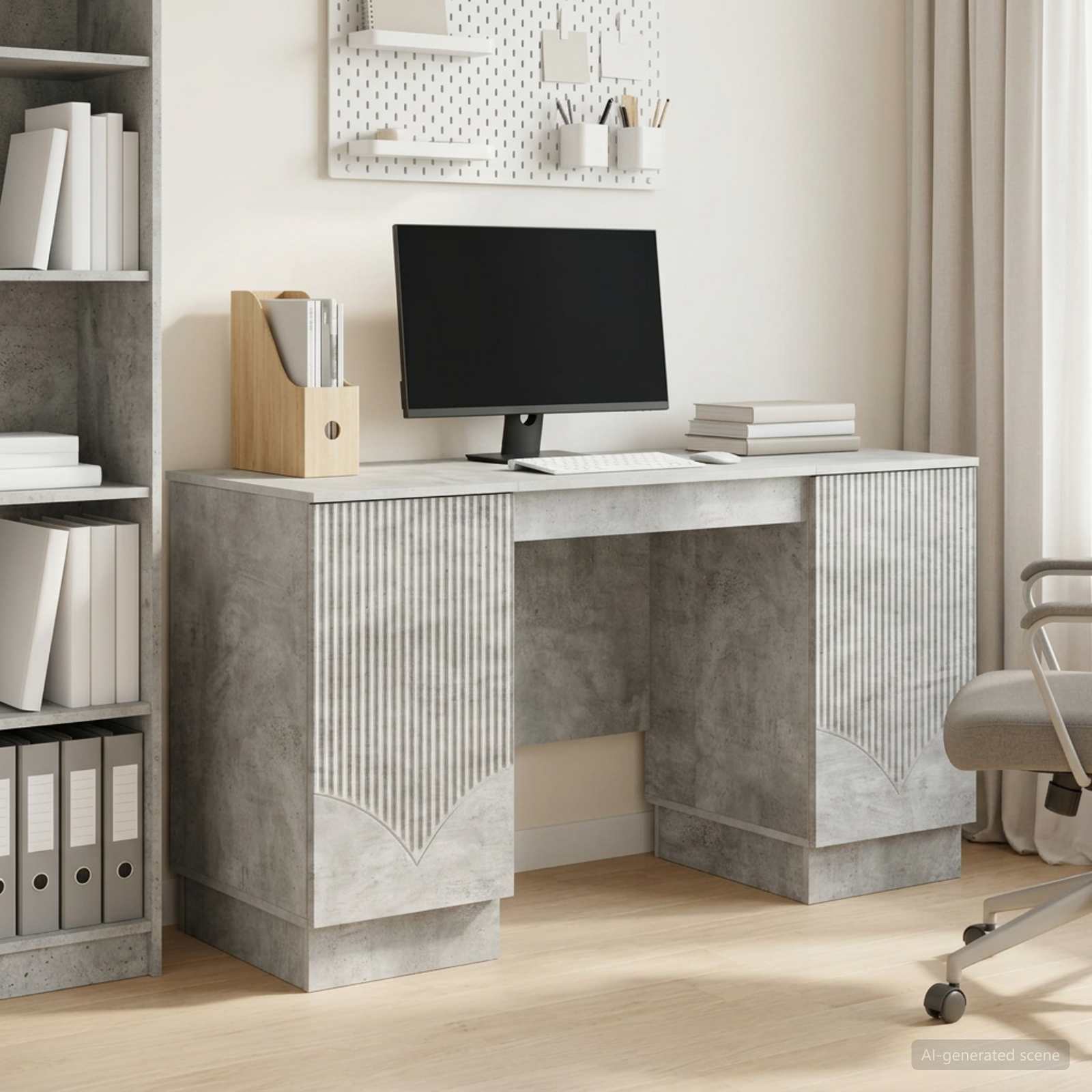 Schreibtisch Betongrau 142,5 x 50 x 75 cm Holzwerkstoff