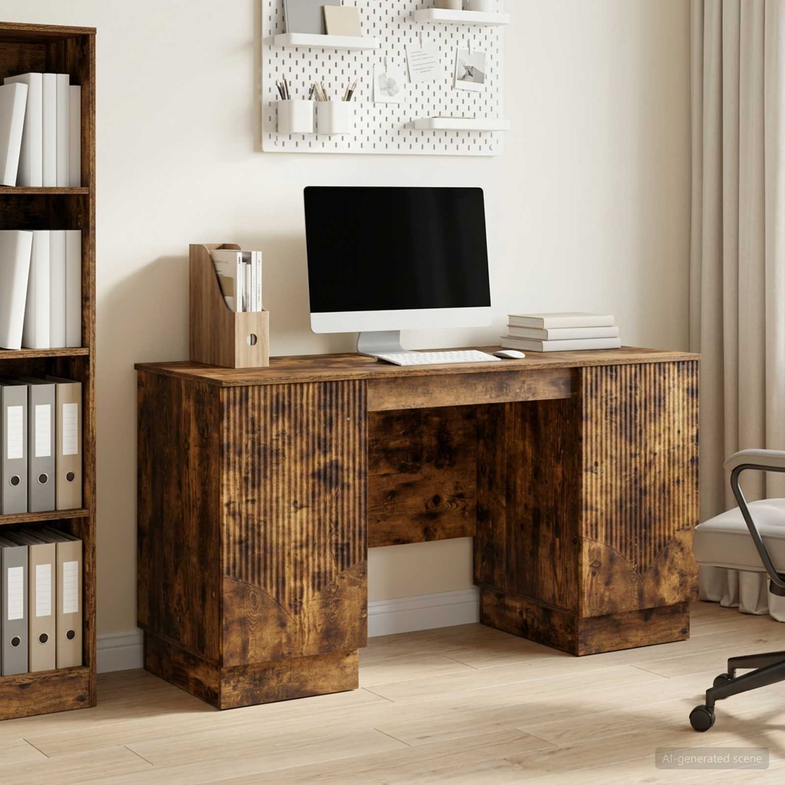 Schreibtisch Räuchereiche 142,5 x 50 x 75 cm Holzwerkstoff