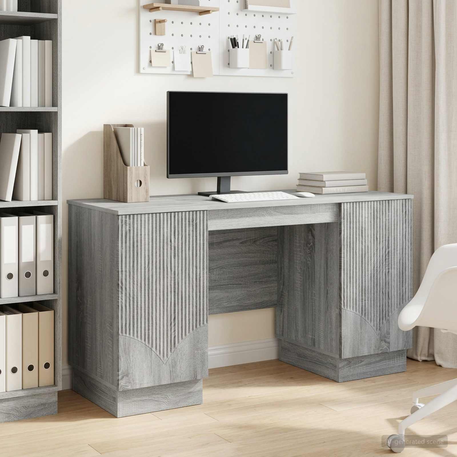 Schreibtisch Sonoma-Grau 142,5 x 50 x 75 cm Holzwerkstoff