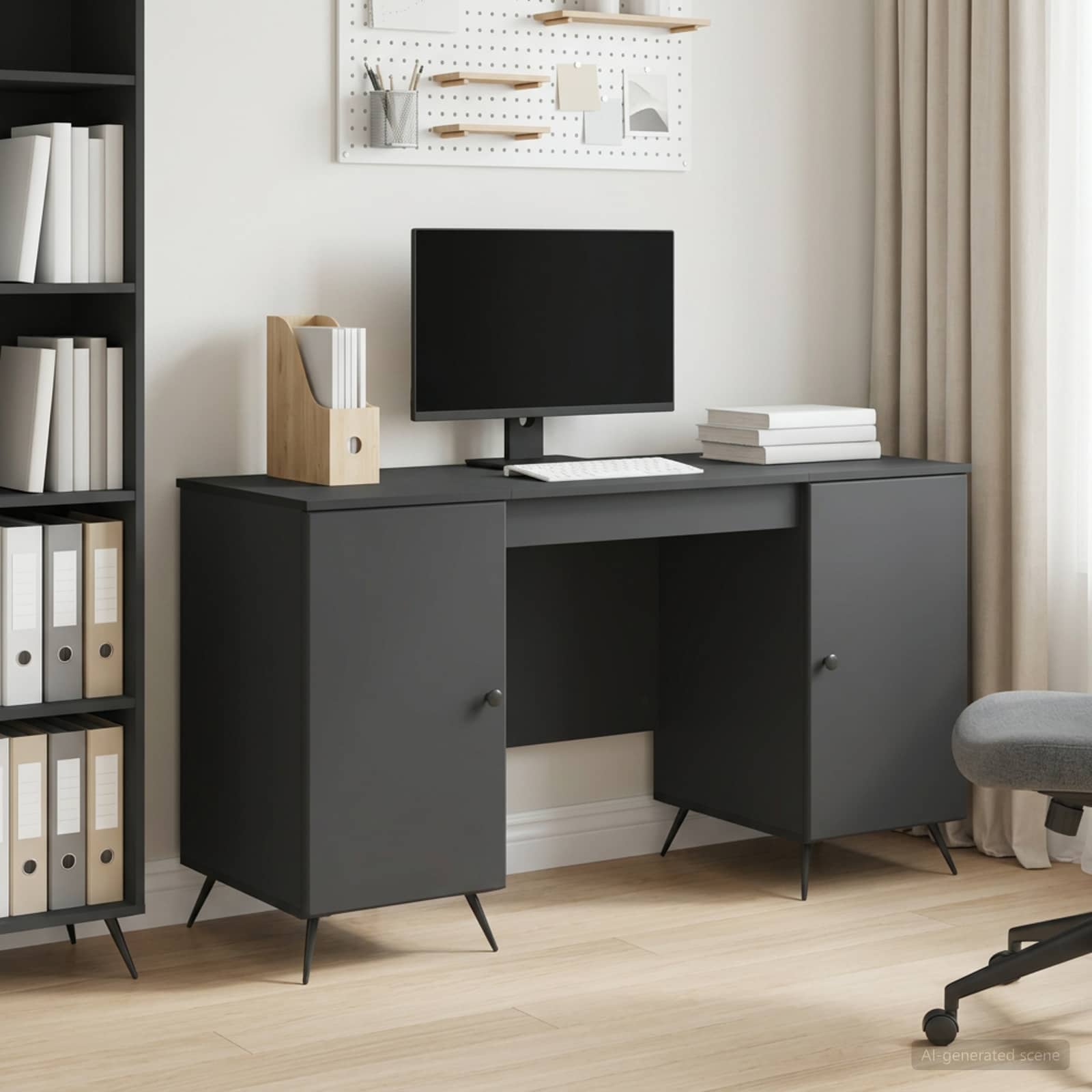 Schreibtisch Schwarz 142,5 x 50 x 75 cm Holzwerkstoff