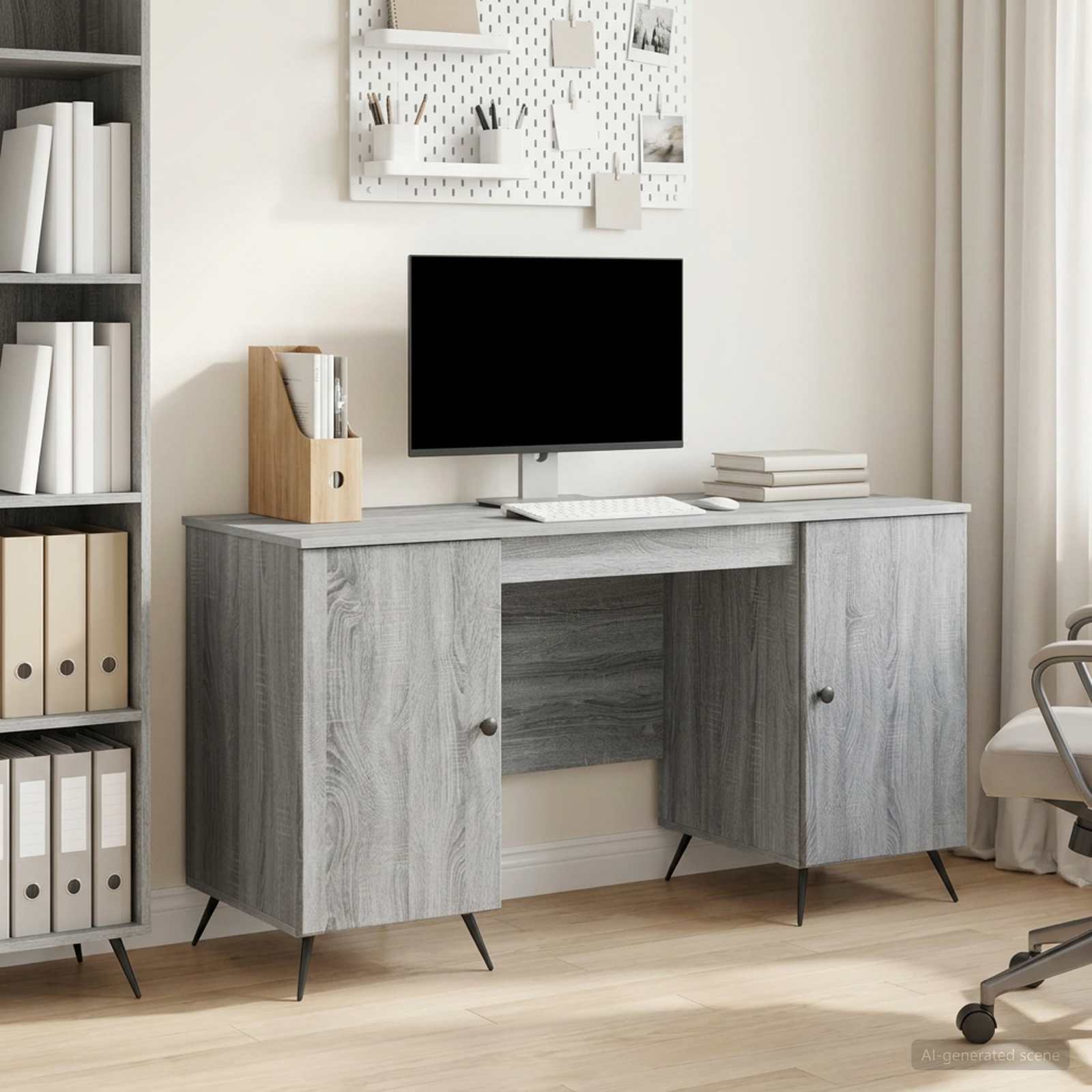 Schreibtisch Sonoma-Grau 142,5 x 50 x 75 cm Holzwerkstoff